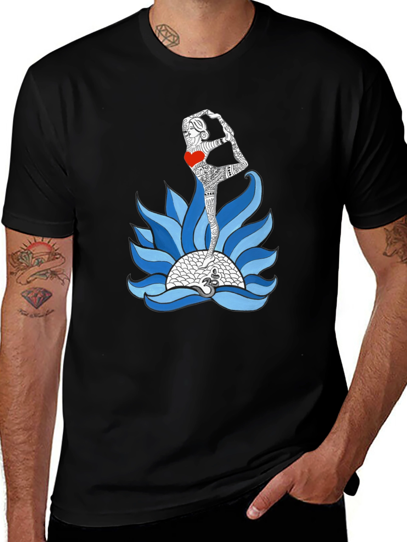 Variant 25 of Yoga Pose Graphic Print Black T-Shirt