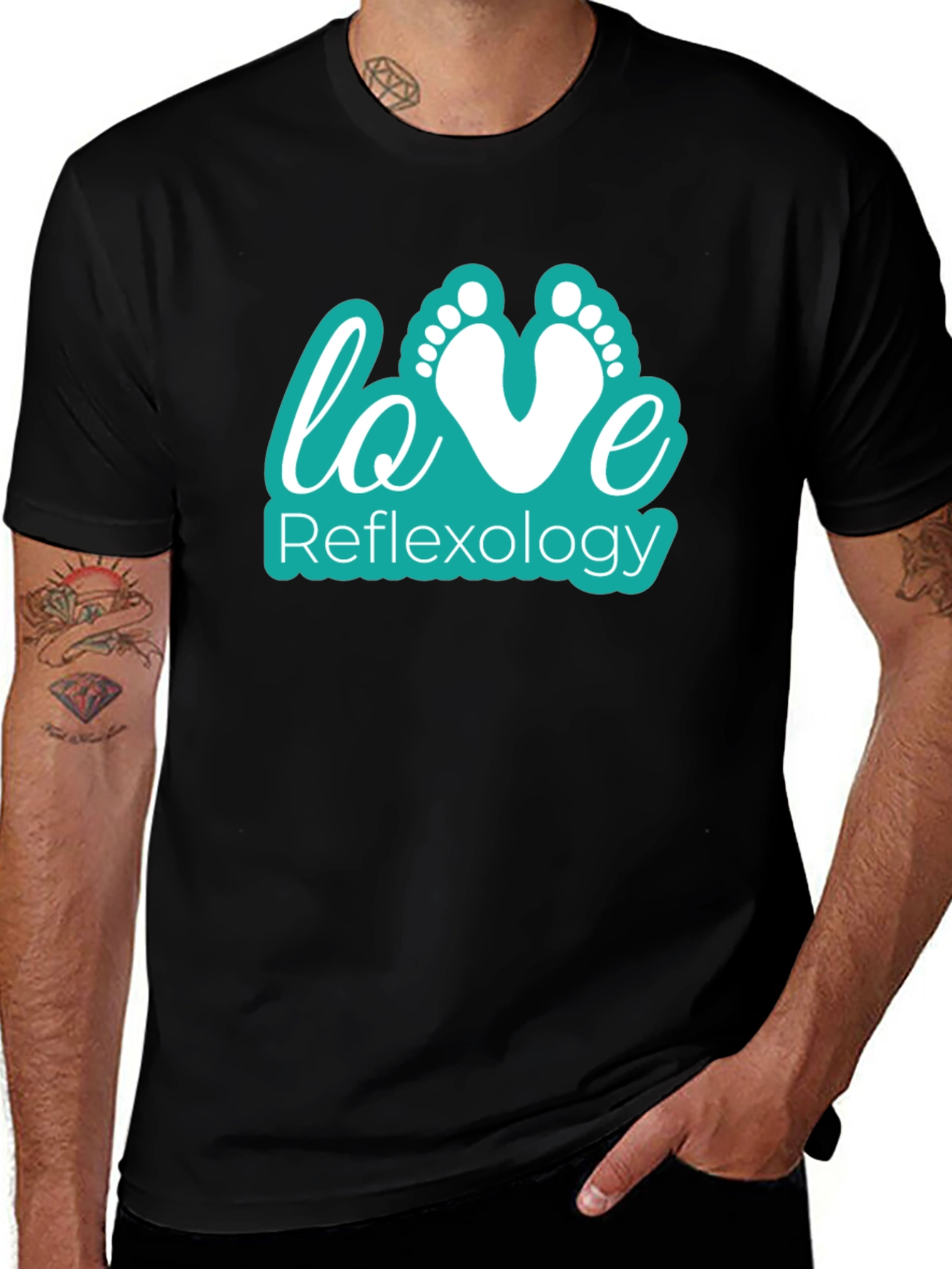 Variant 7 of Love Reflexology Black T-Shirt
