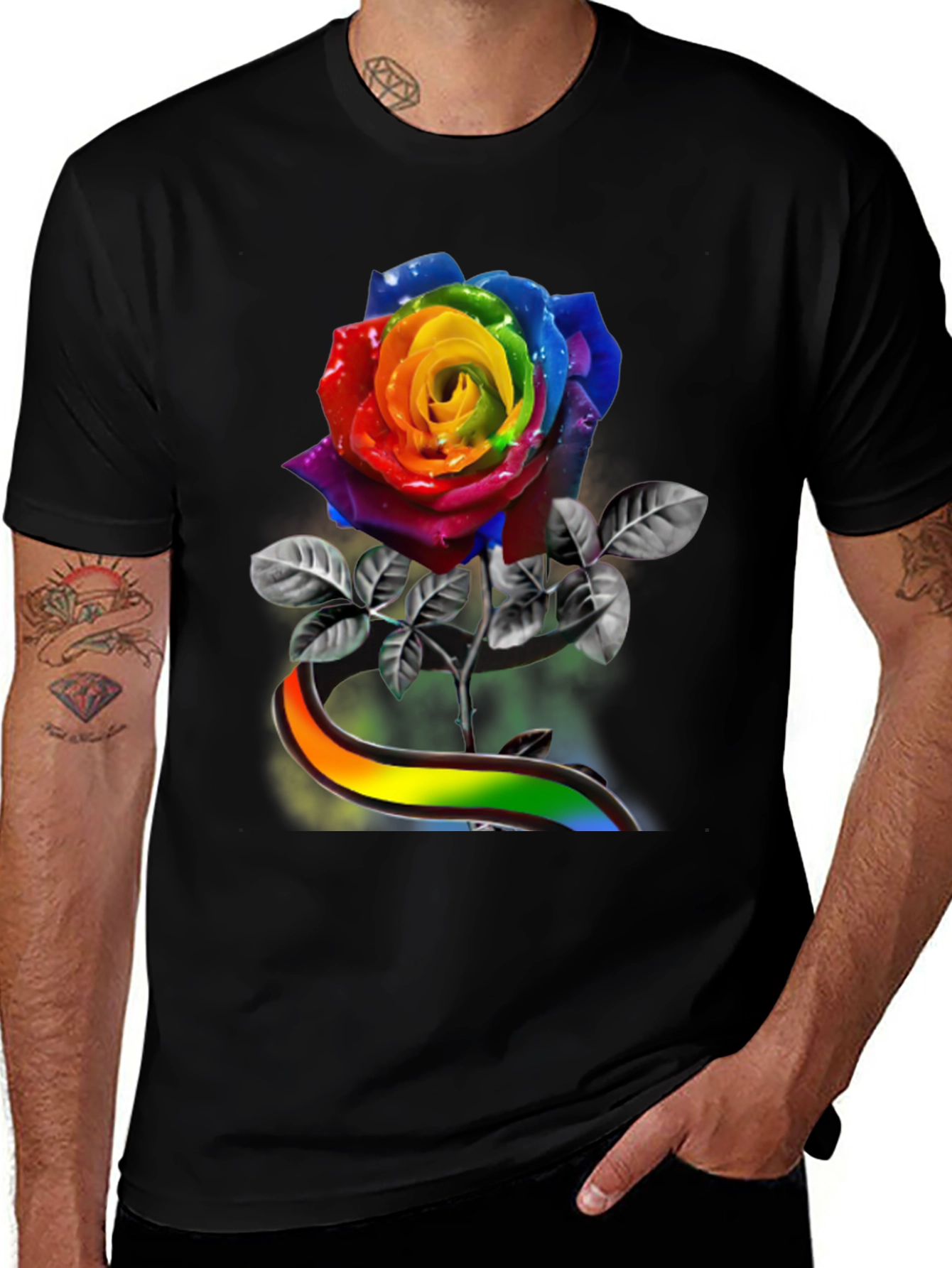 Variant 18 of Rainbow Rose Graphic Tee - Pride Apparel