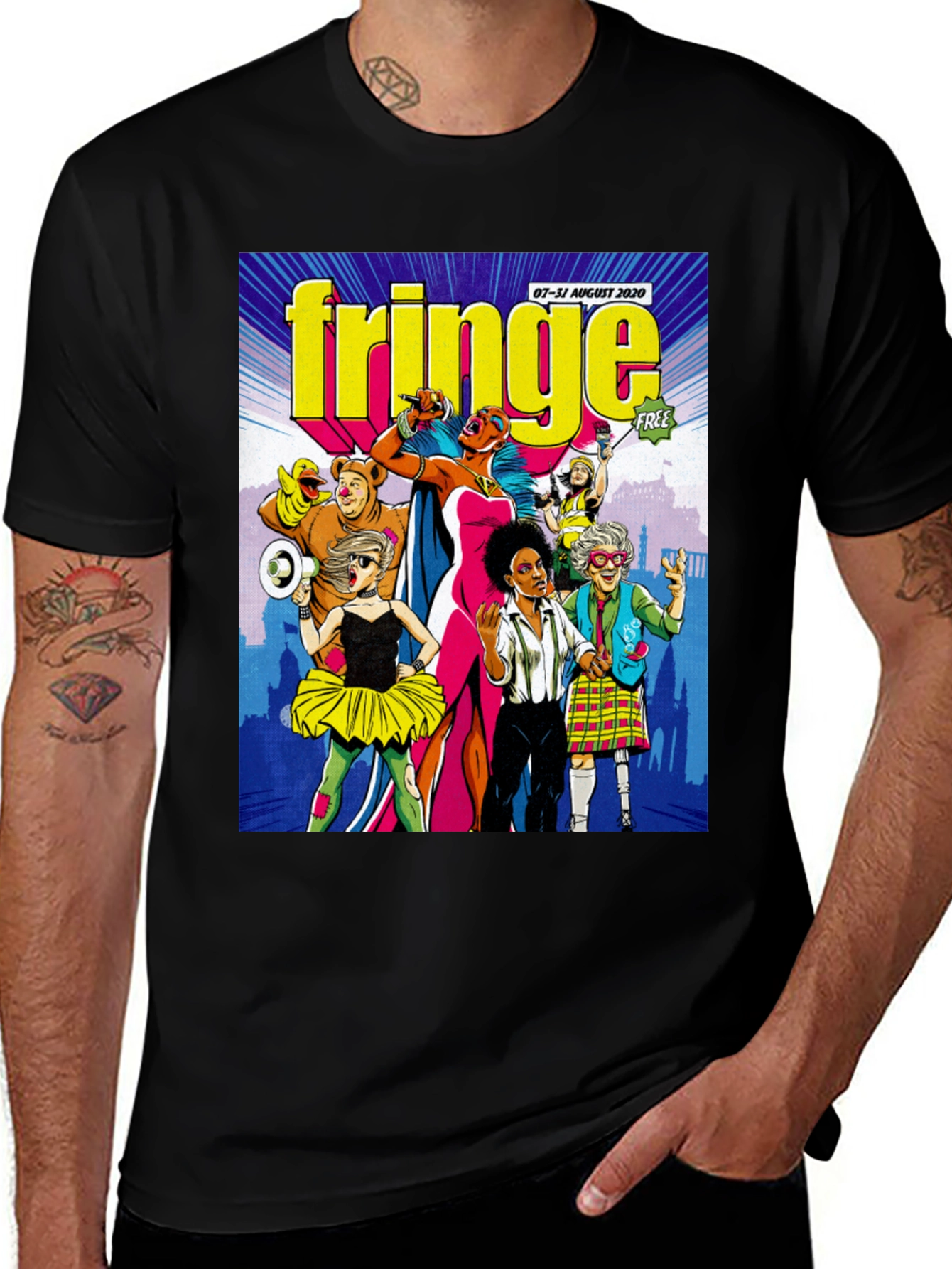 Fringe Festival Graphic Tee - Black Cotton T-Shirt