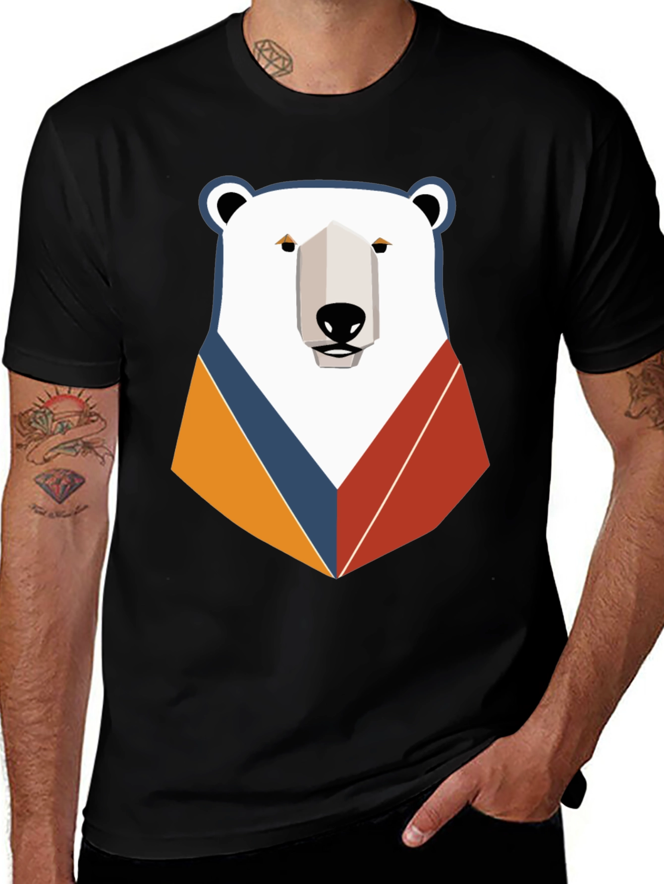 Variant 6 of Geometric Polar Bear Graphic Tee - Modern Style