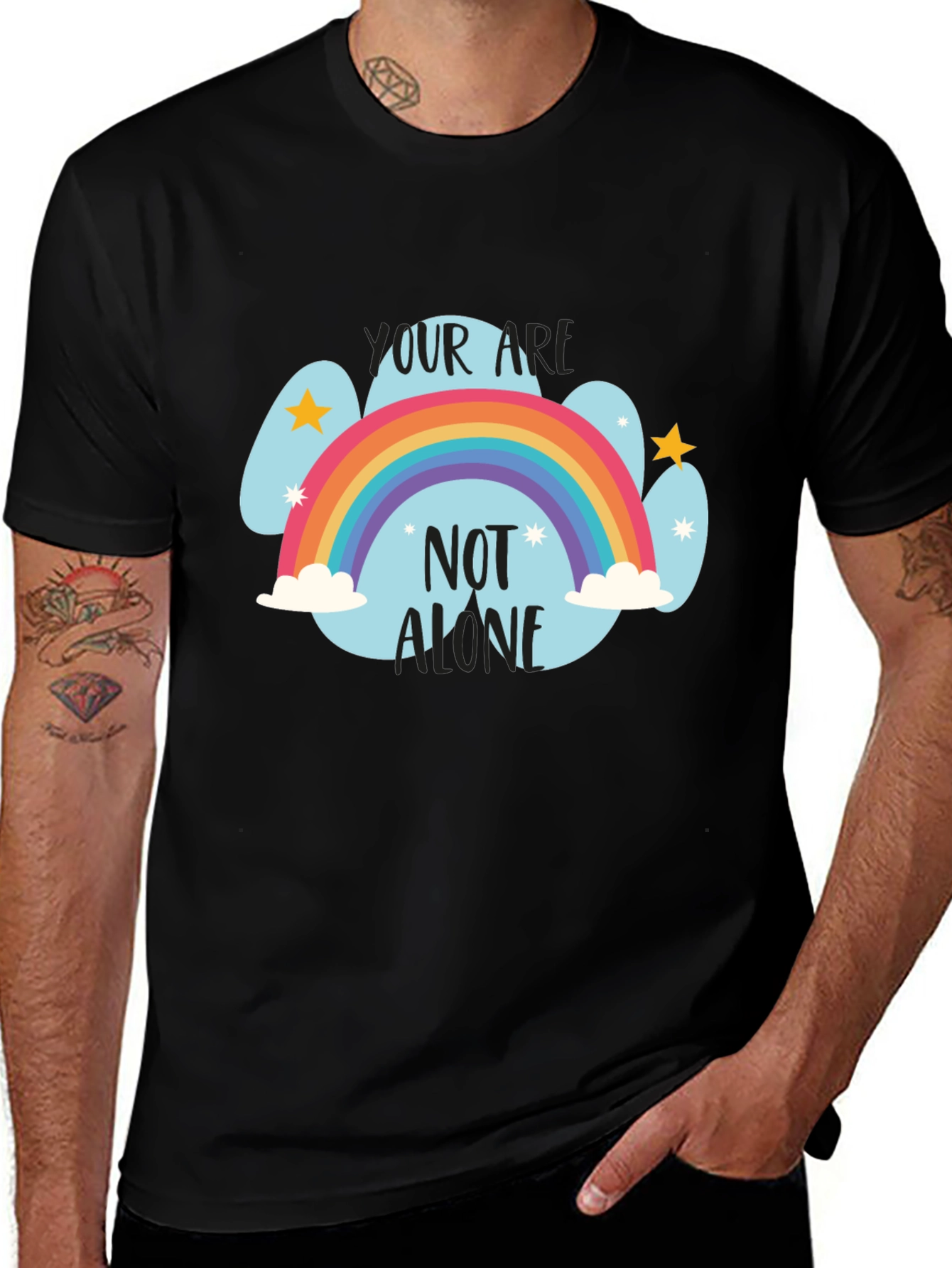 Variant 17 of Rainbow 'You Are Not Alone' Graphic Tee