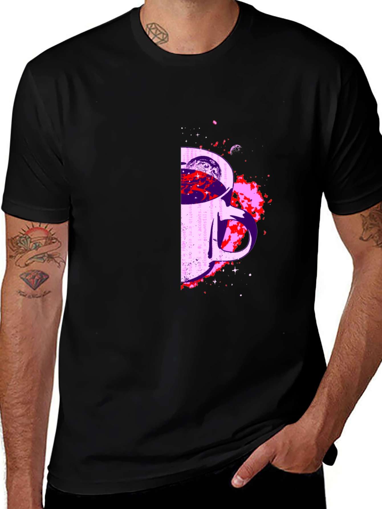 Variant 30 of Cosmic Coffee Mug Graphic T-Shirt - Black