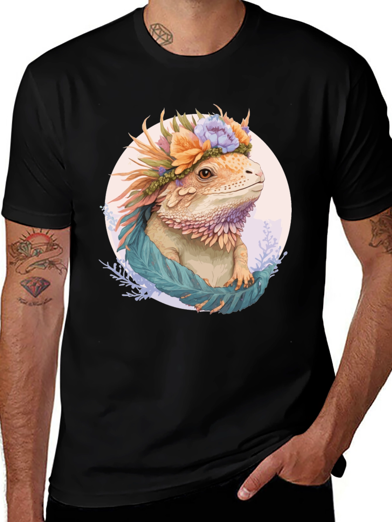 Variant 17 of Bearded Dragon Floral Crown Graphic Tee