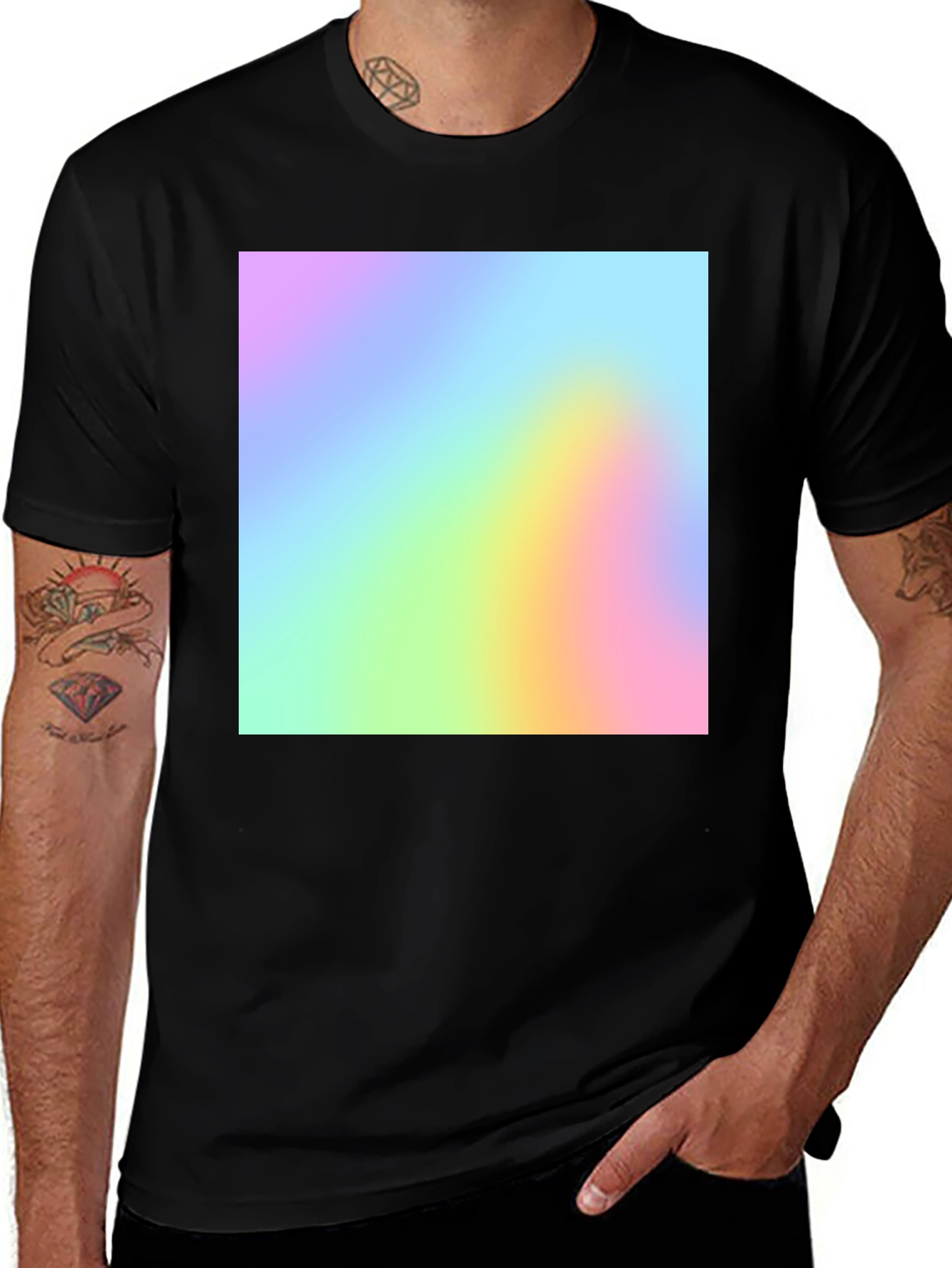 Variant 19 of Vibrant Spectrum Graphic Black T-Shirt