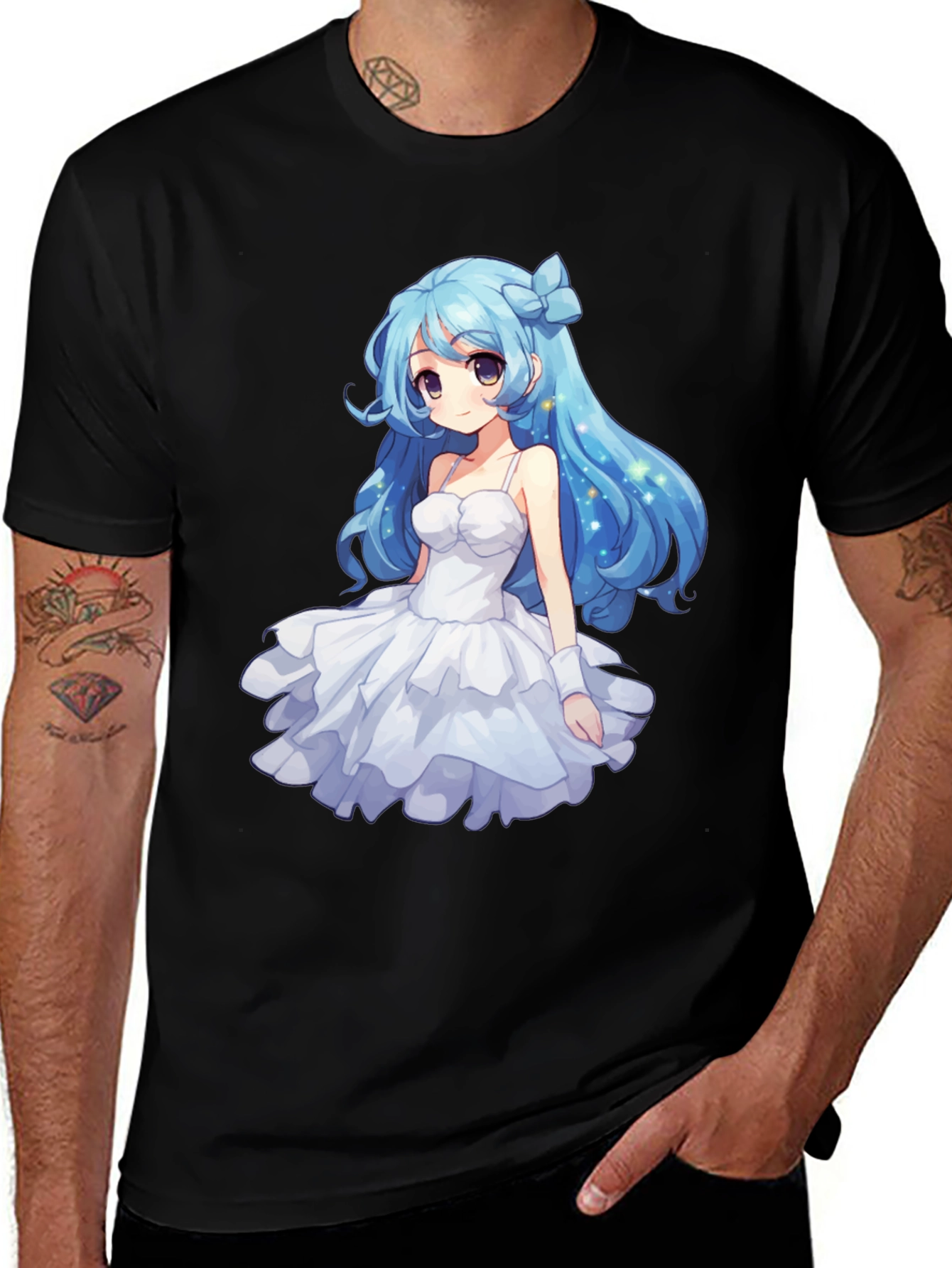 Variant 6 of Anime Girl Black T-Shirt