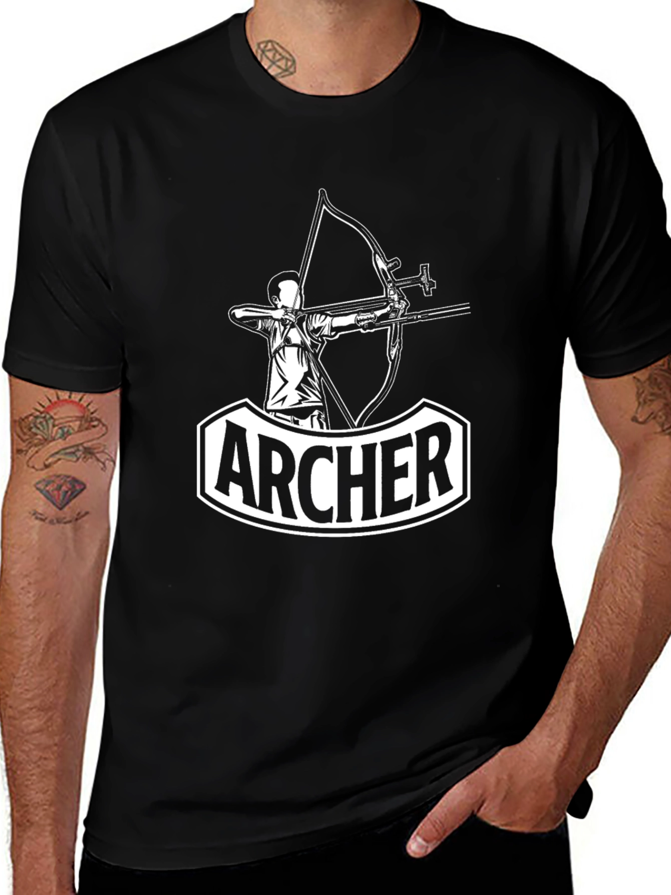 Variant 30 of Archer Graphic Tee - Black Cotton T-Shirt