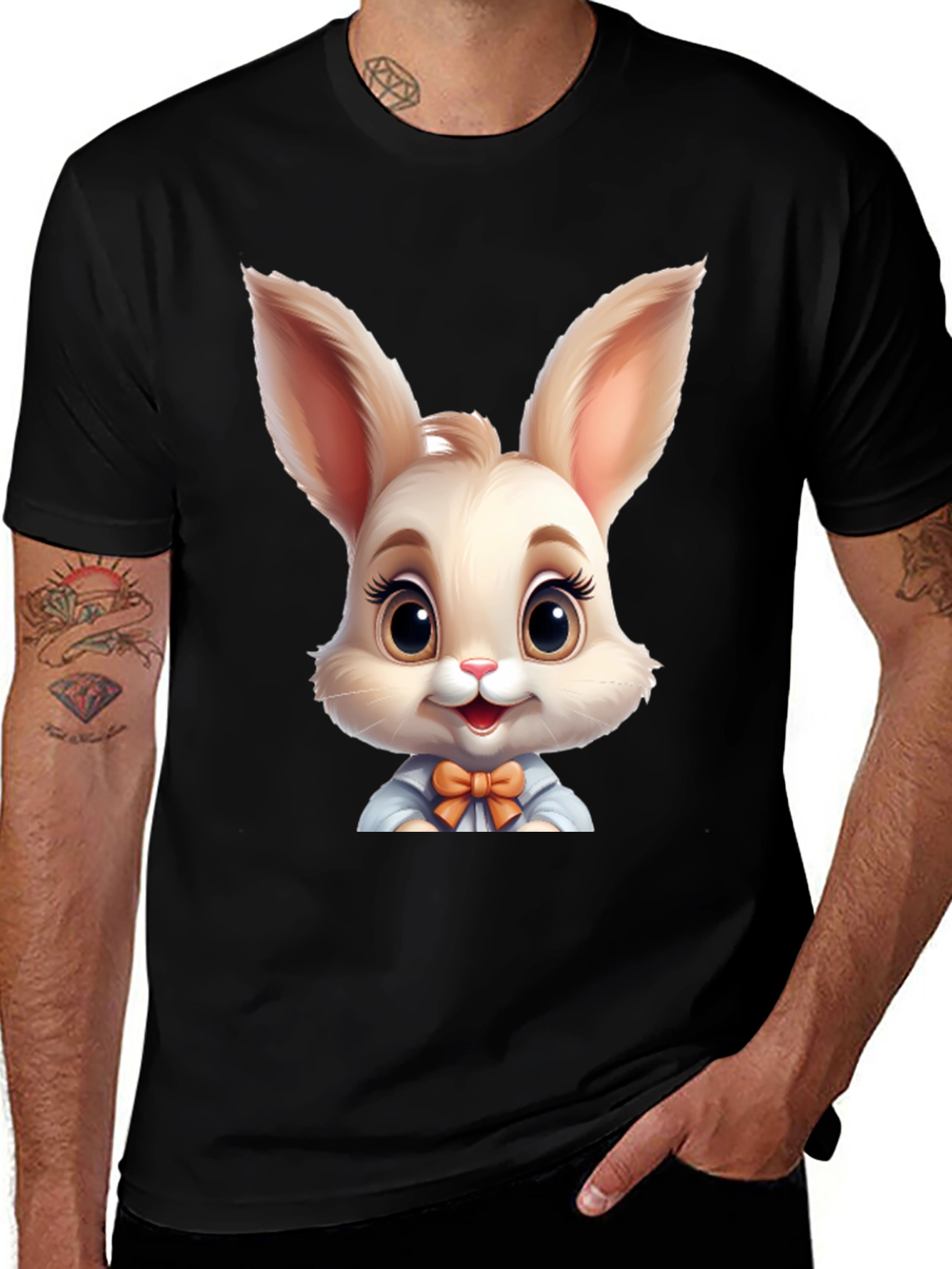 Cute Cartoon Easter Bunny Graphic T-Shirt