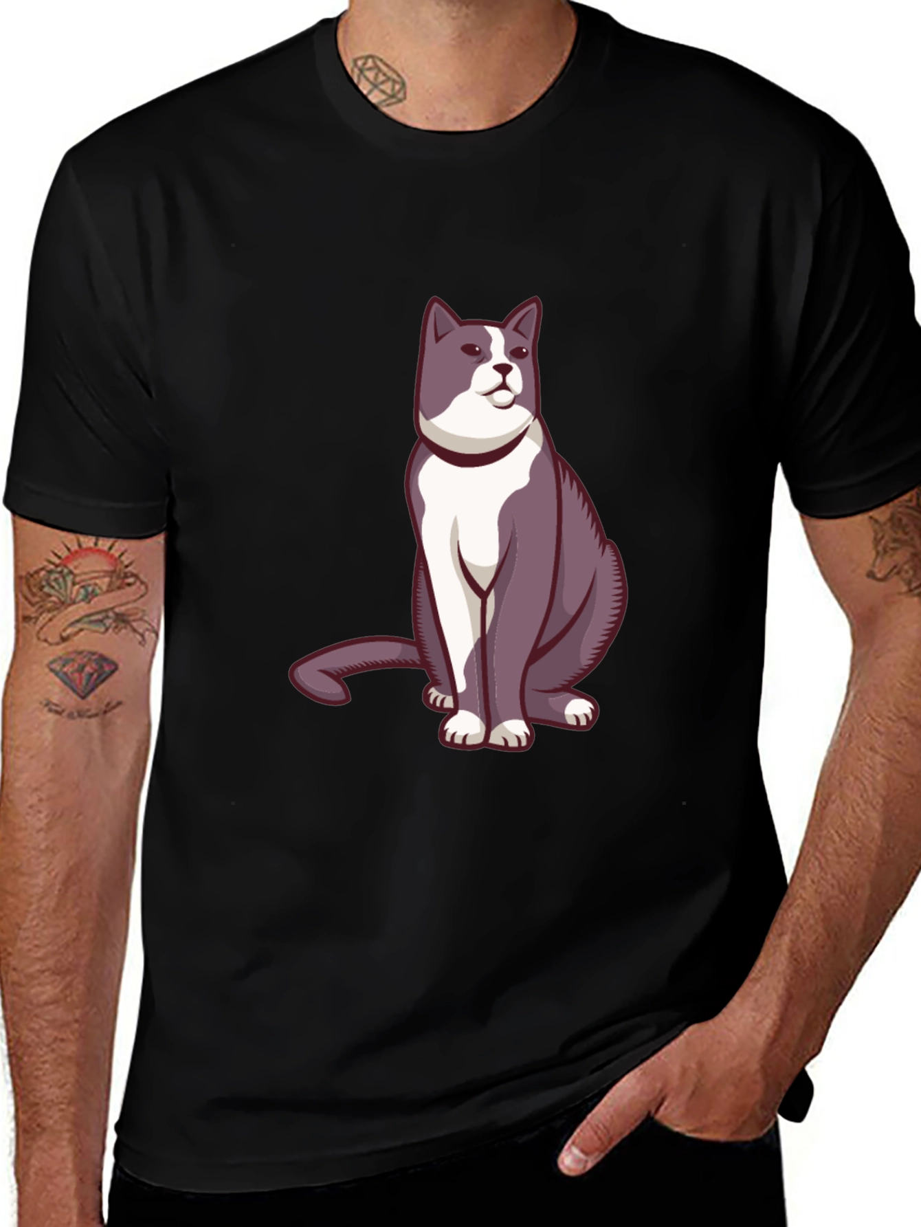 Variant 29 of Cat Graphic Black T-Shirt - Stylish Casual Wear