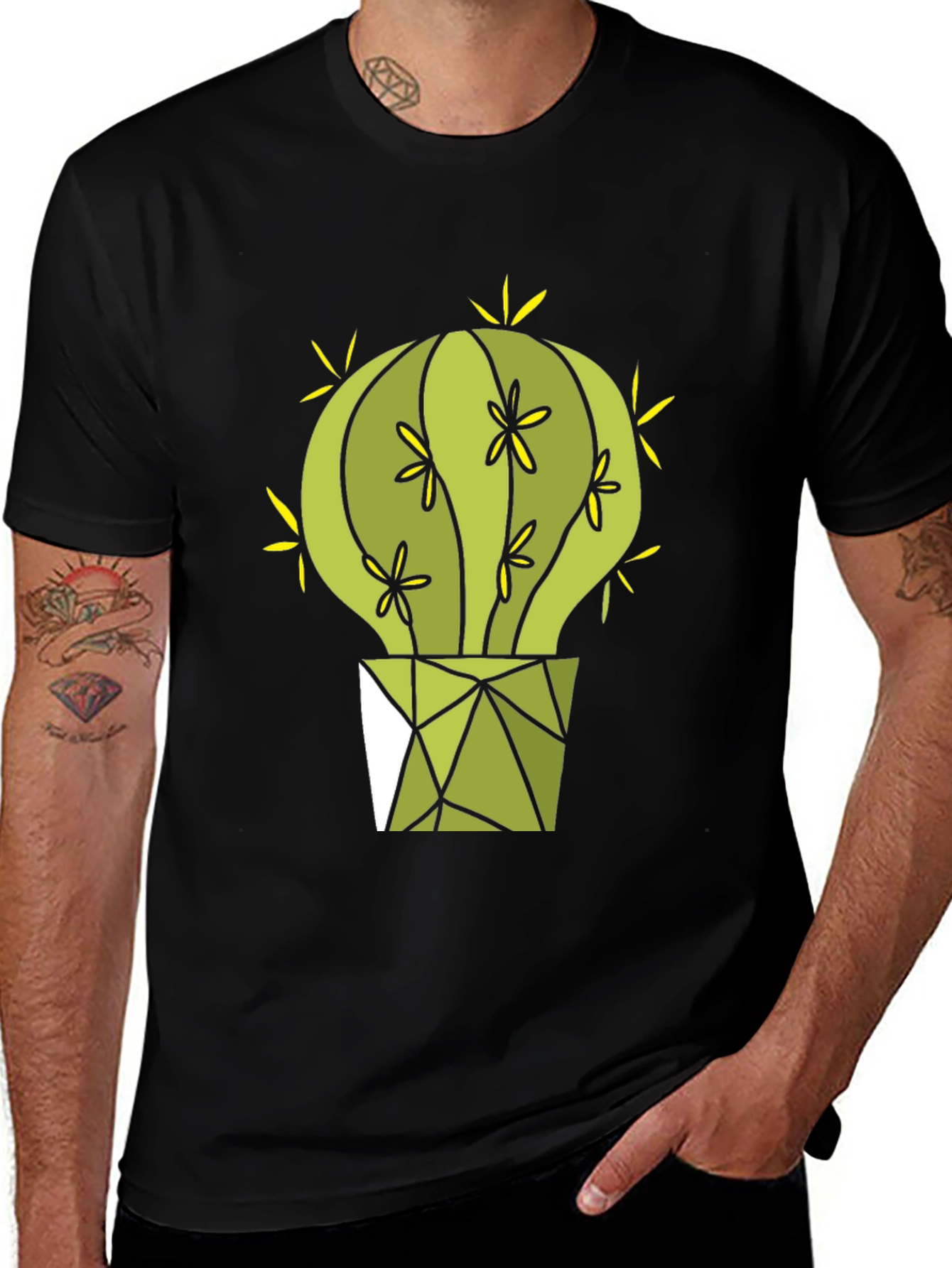 Variant 11 of Cactus Graphic T-Shirt - Modern Geometric Design
