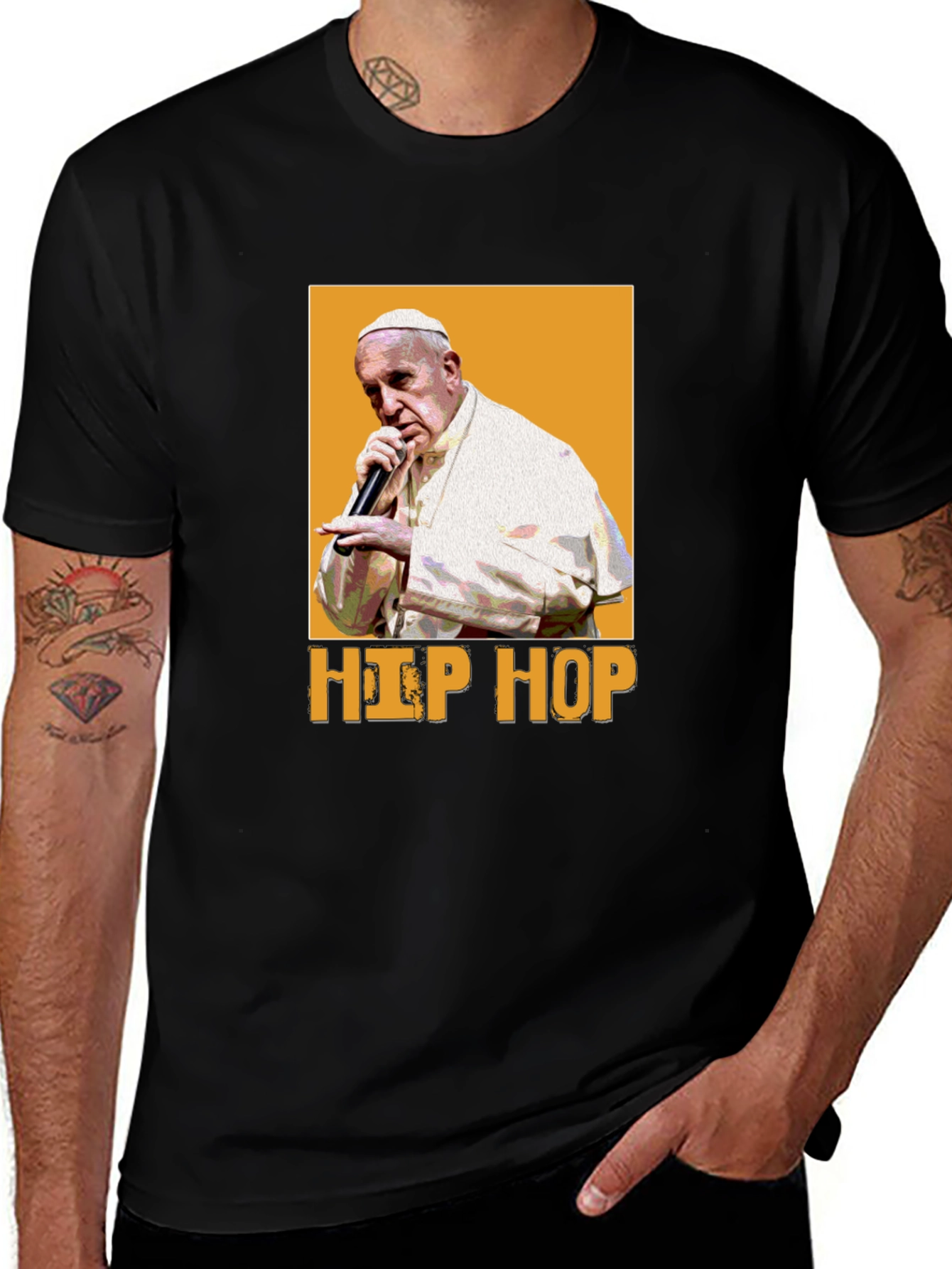 Variant 8 of Hip Hop Pope T-Shirt - Black