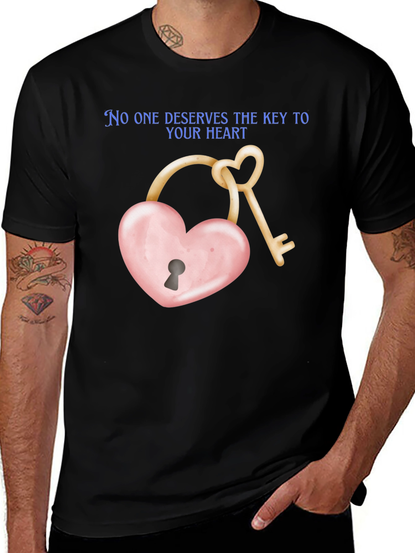Variant 21 of Heart Lock & Key Graphic Tee - No One Deserves Your Heart