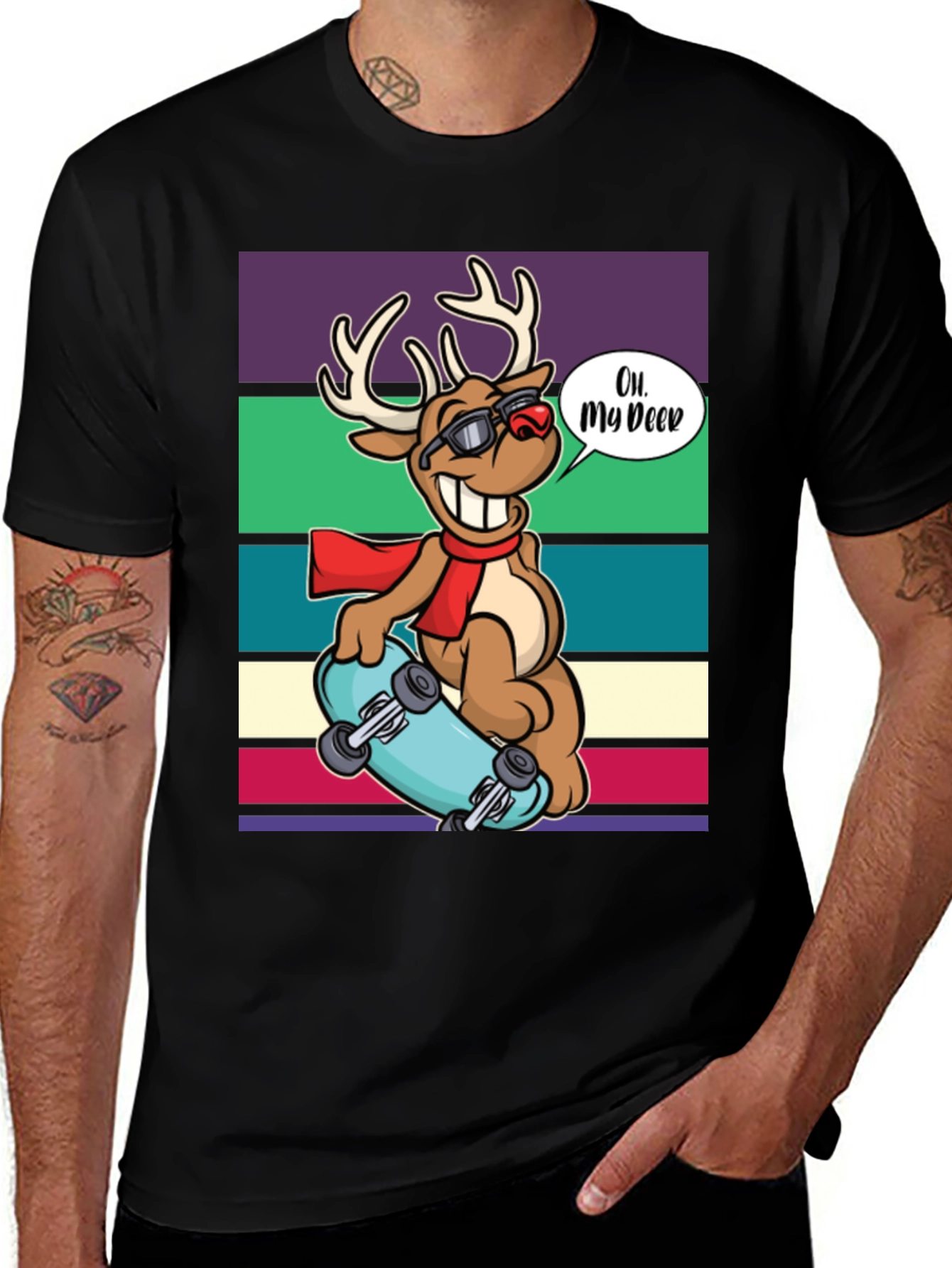 Variant 24 of Cool Deer Skateboard Graphic Tee