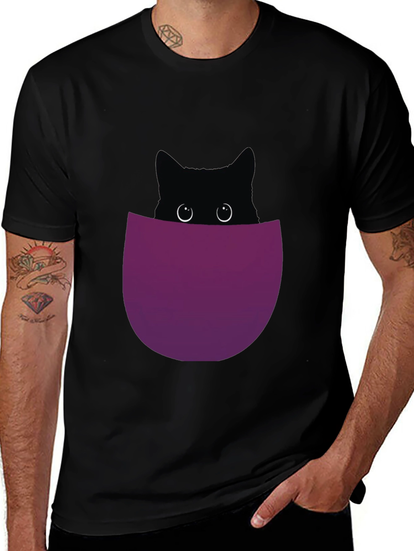 Variant 6 of Black Cat Pocket T-Shirt - Men's Graphic Tee