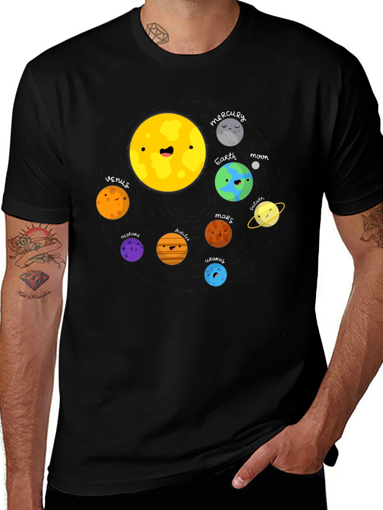 Variant 24 of Cute Solar System Planet T-Shirt - Space Cartoon Tee