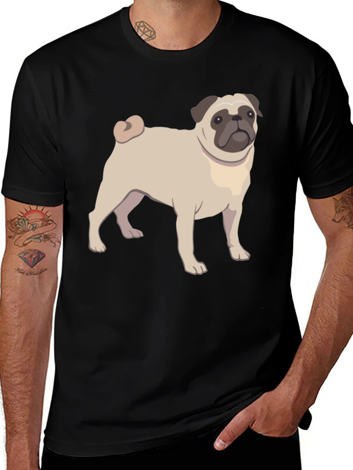 Variant 25 of Pug Graphic T-Shirt - Black Cotton Blend