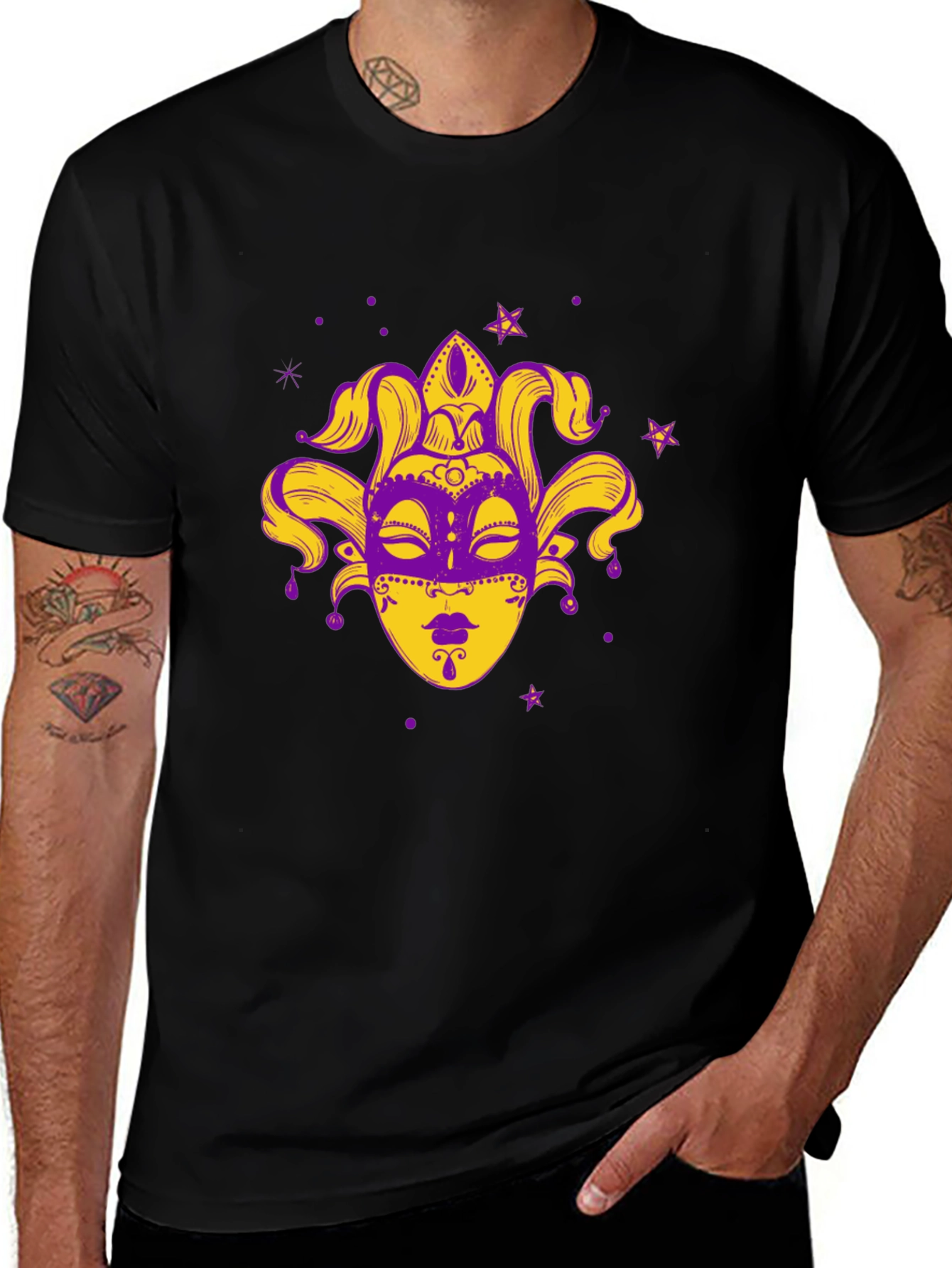 Variant 14 of Mardi Gras Mask Graphic Black T-Shirt