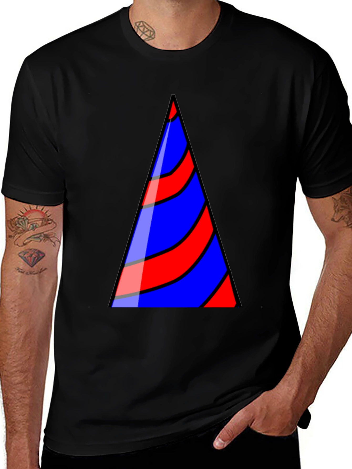 Variant 25 of Striped Triangle Graphic T-Shirt