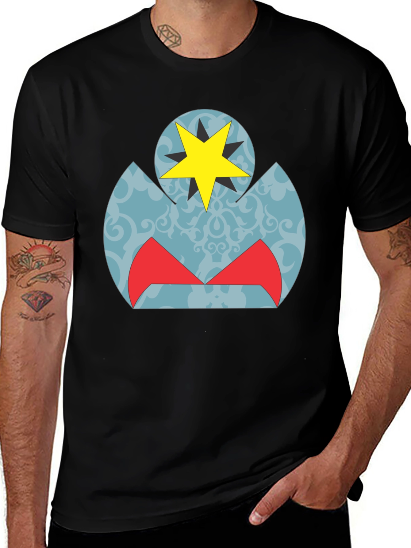 Variant 28 of Men's Black Graphic Tee - Star Emblem