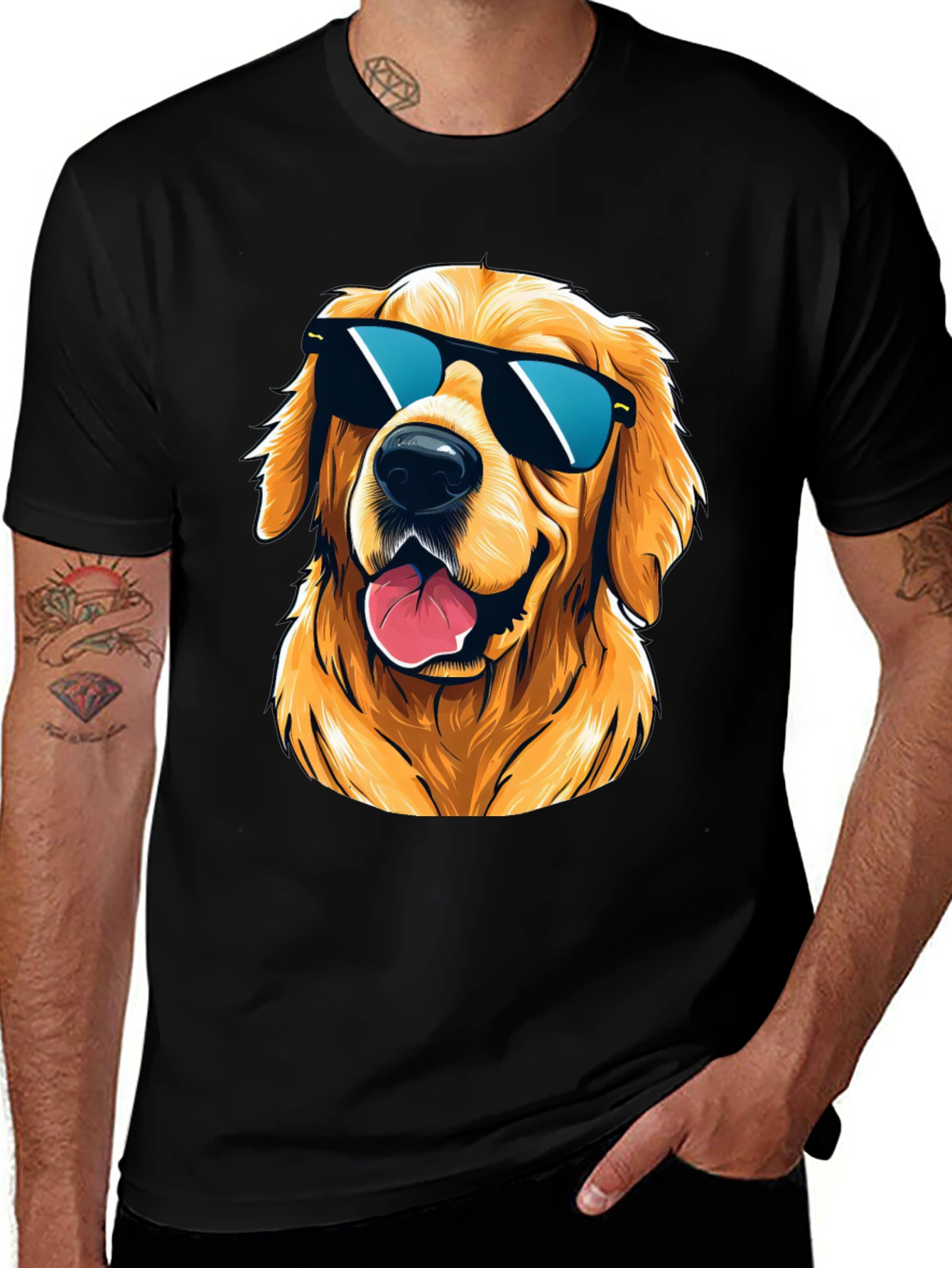 Variant 11 of Cool Golden Retriever Sunglasses T-Shirt