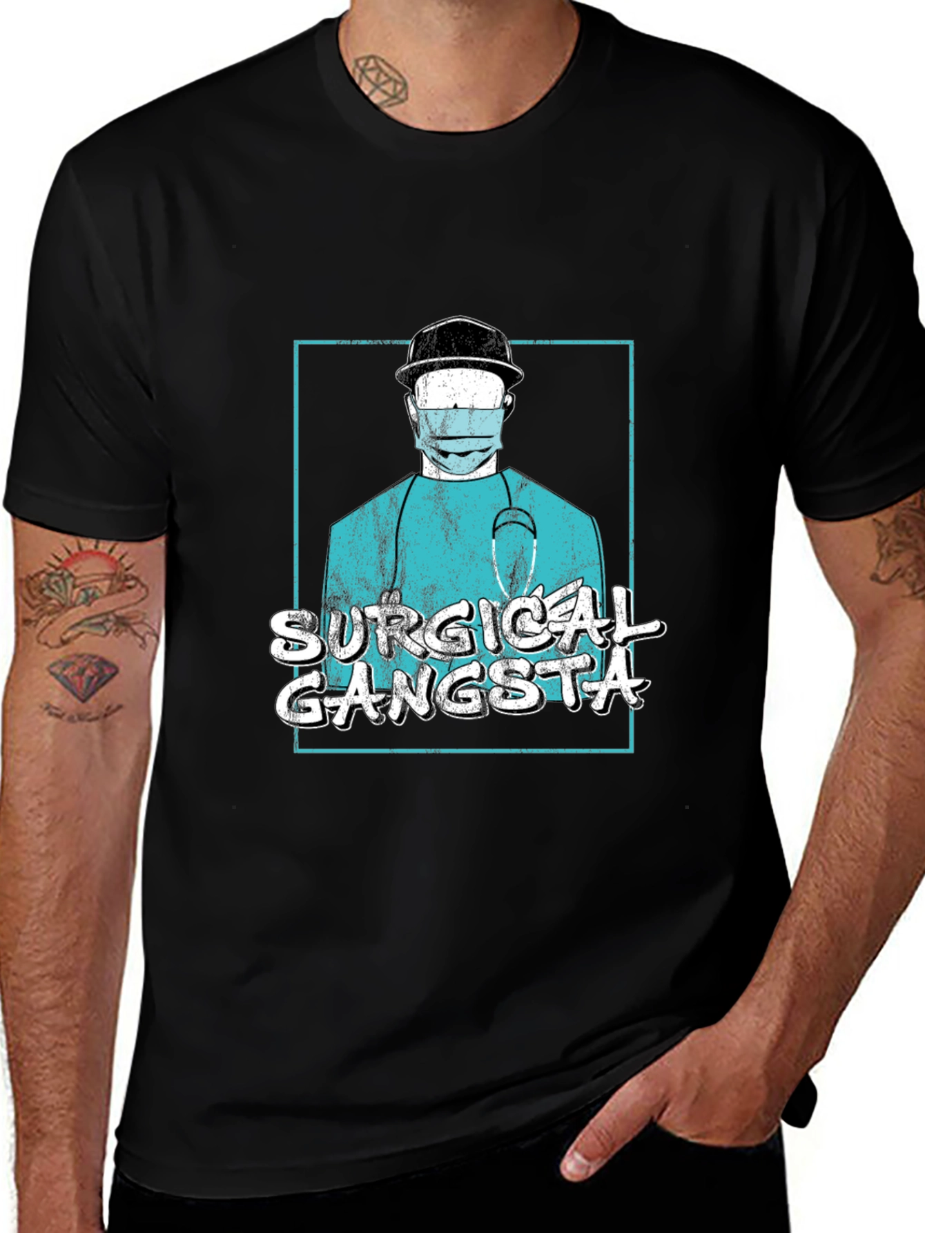Variant 29 of Surgical Gangsta Graphic T-Shirt - Black