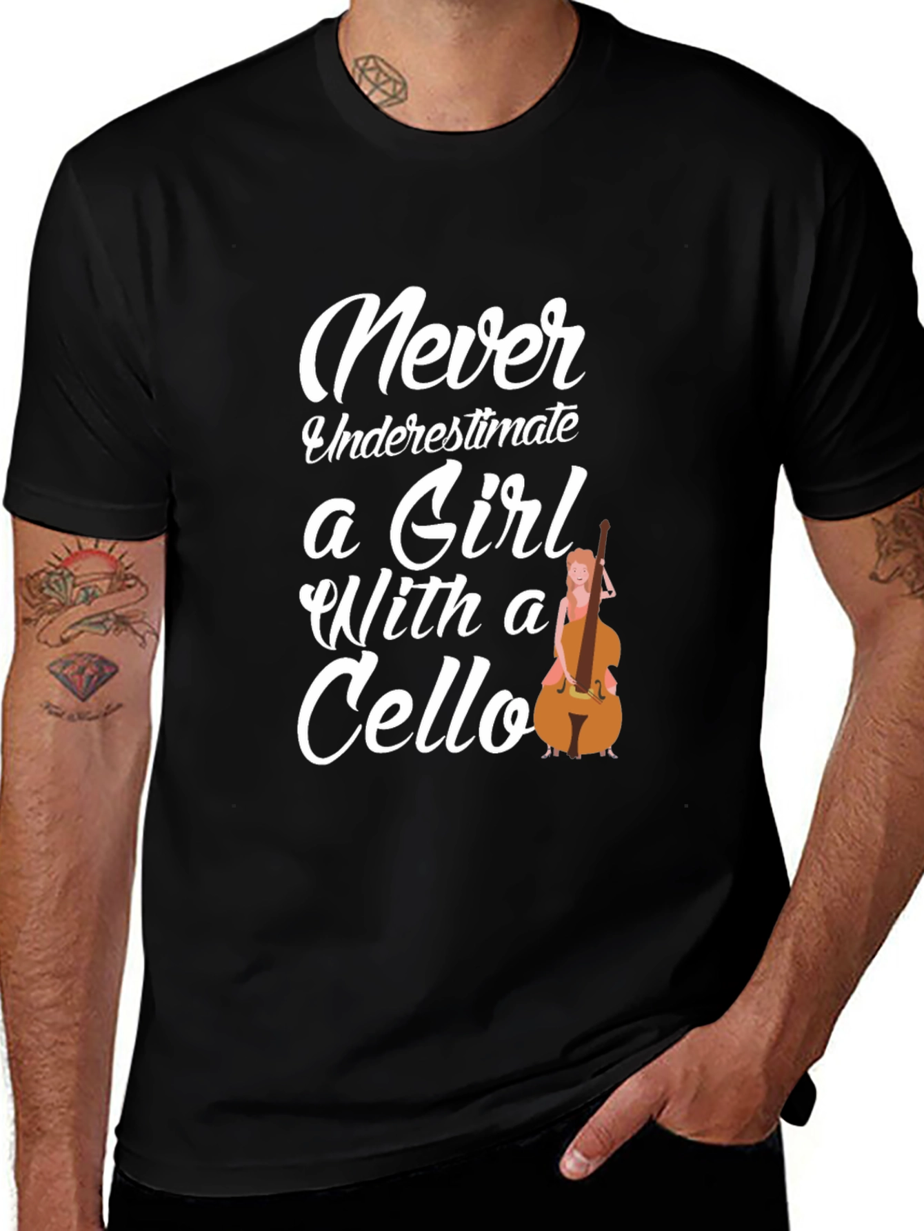 Variant 16 of Never Underestimate a Girl With a Cello Black T-Shirt
