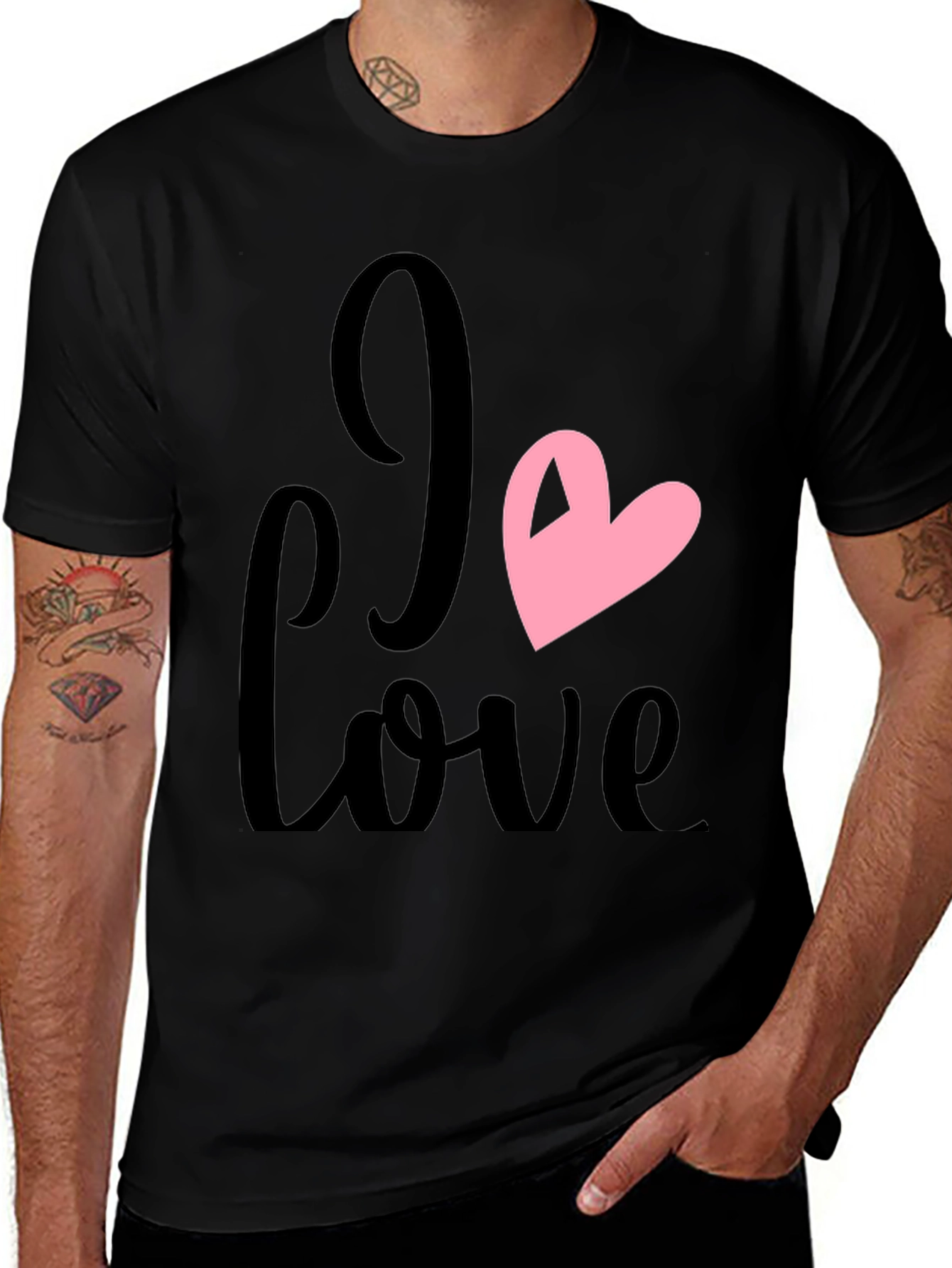 Variant 13 of I Love Heart Graphic Black T-Shirt