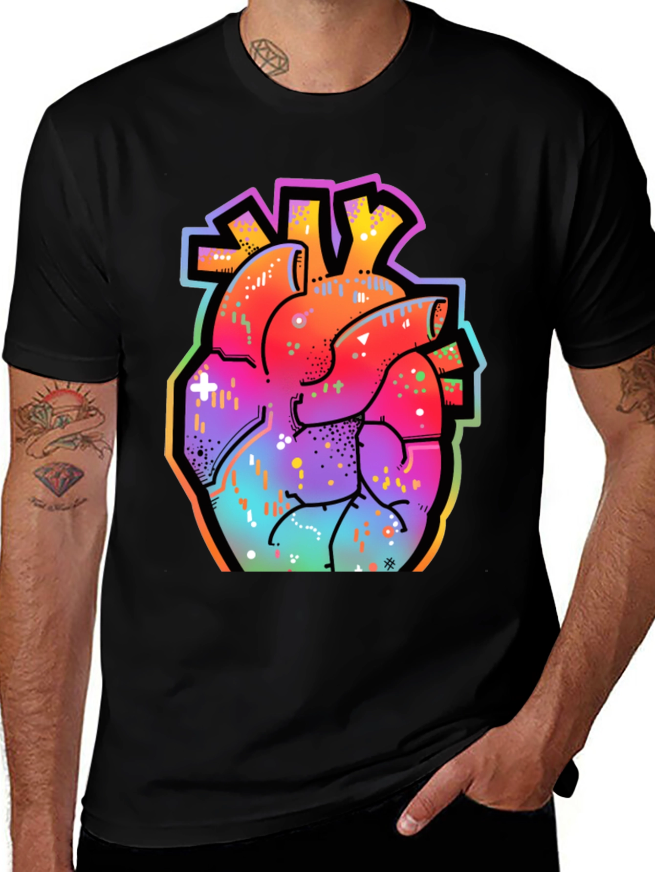 Variant 11 of Colorful Anatomical Heart Graphic T-Shirt