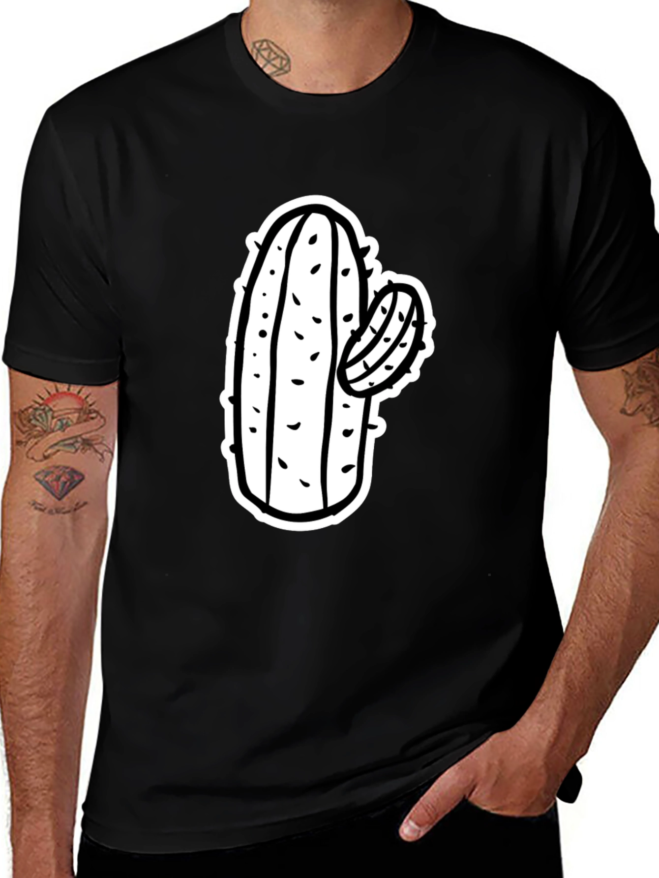 Variant 5 of Cactus Graphic Tee - Cool Black Cotton T-Shirt