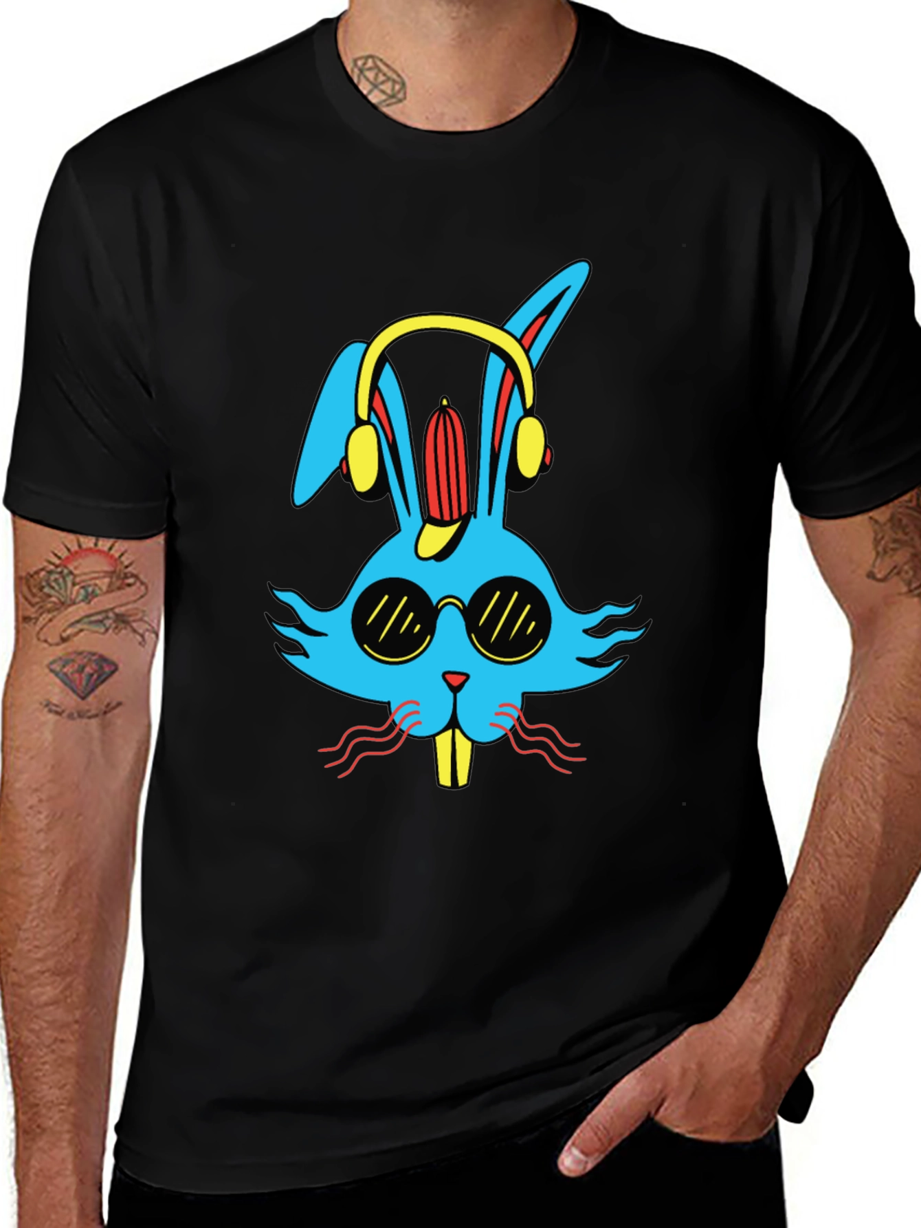 Cool Rabbit Graphic Tee - Black Cotton T-Shirt