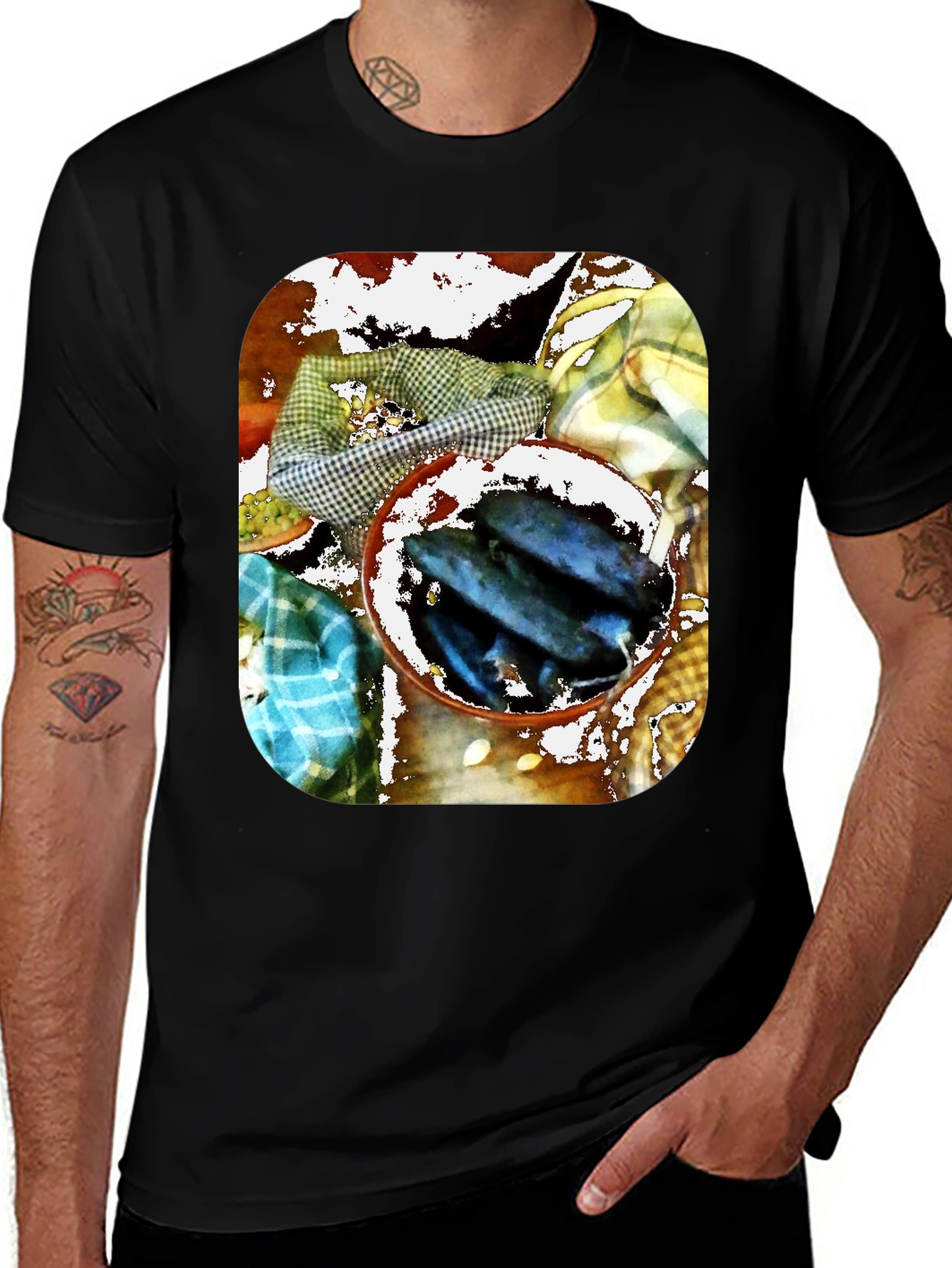 Variant 5 of Artistic Fish Bowl Graphic Tee - Unique Design