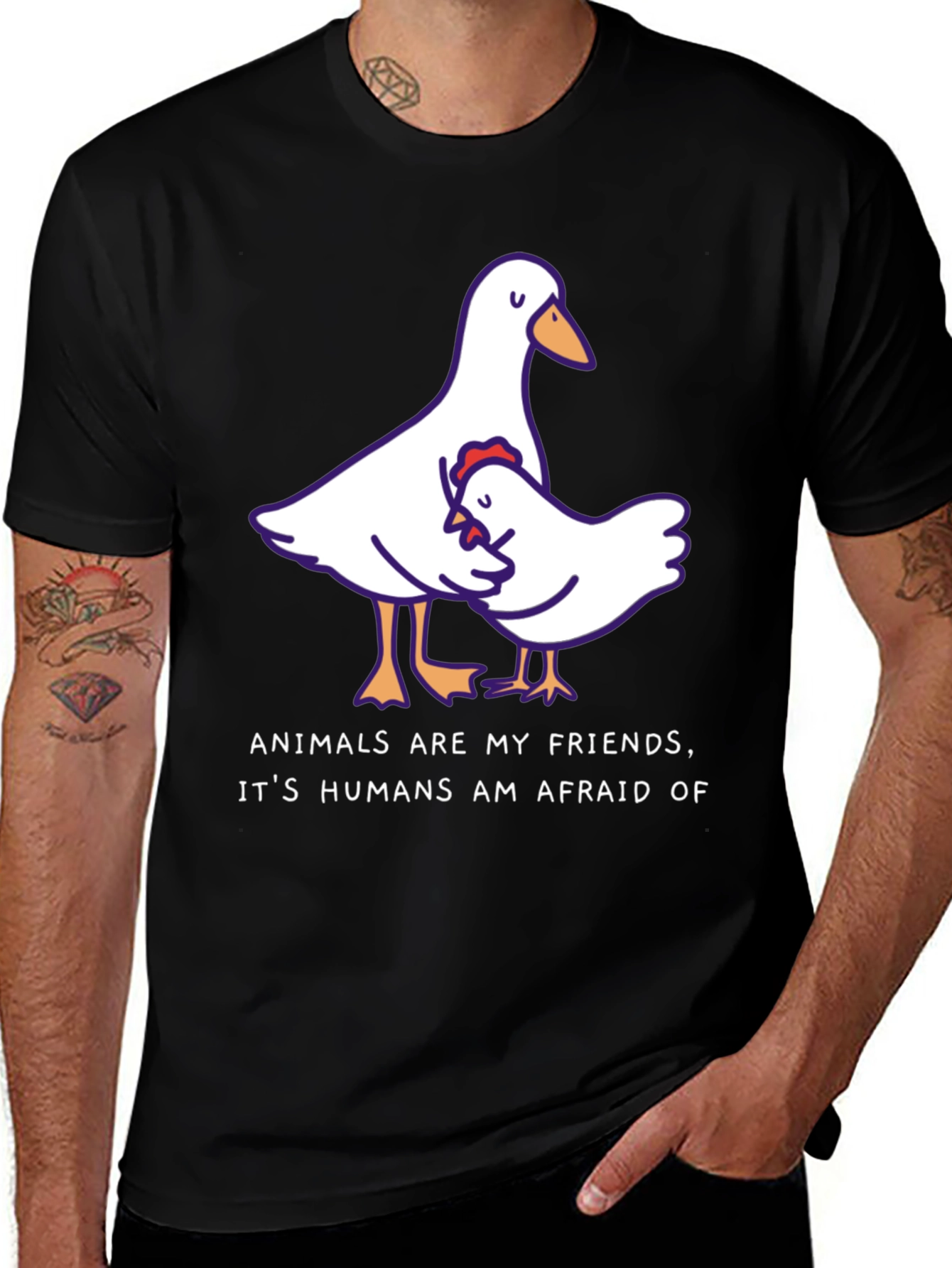 Variant 14 of Animals Are My Friends T-Shirt, Black