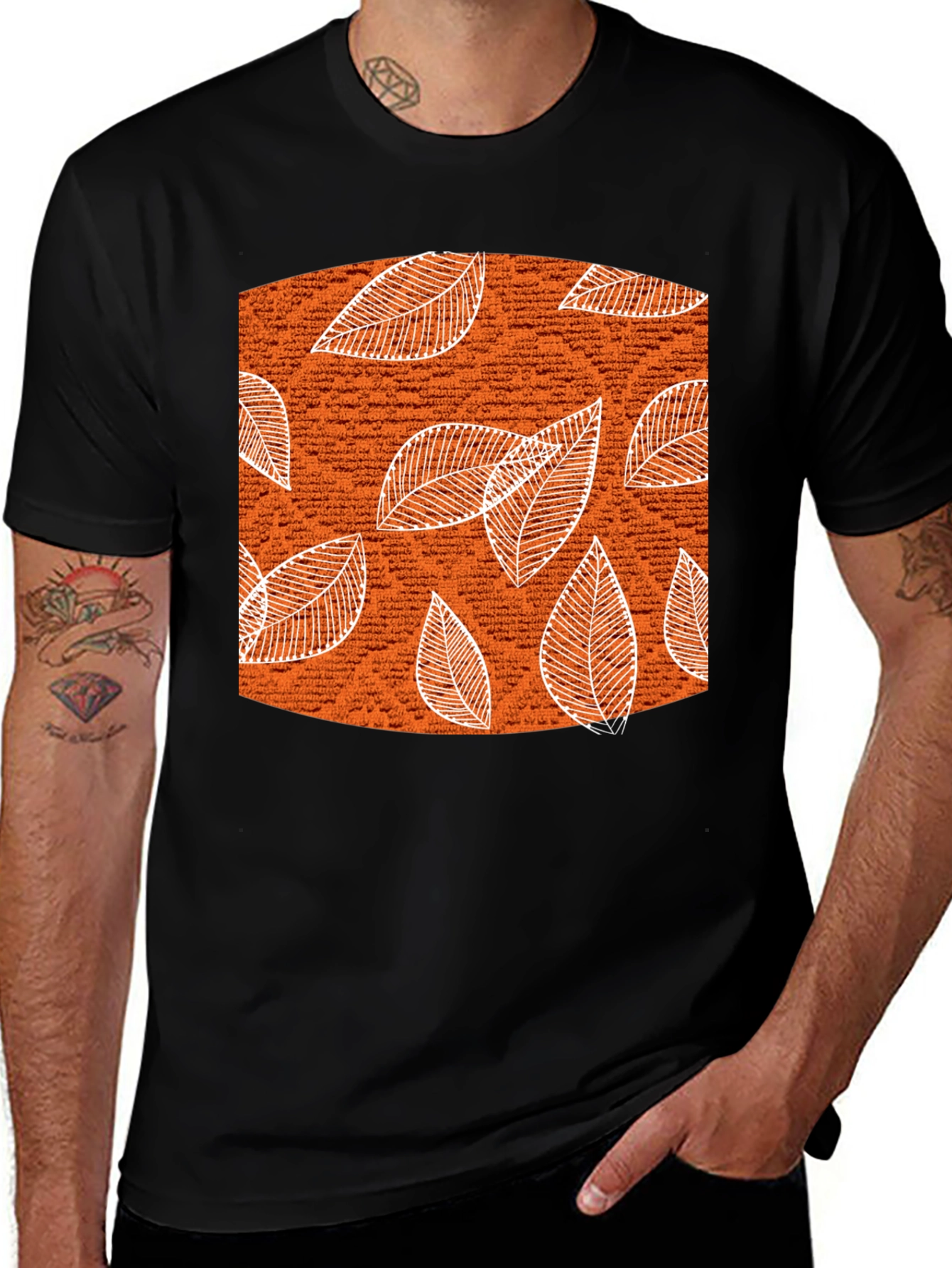 Variant 15 of Autumn Leaves Graphic Tee - Stylish Black Cotton T-Shirt