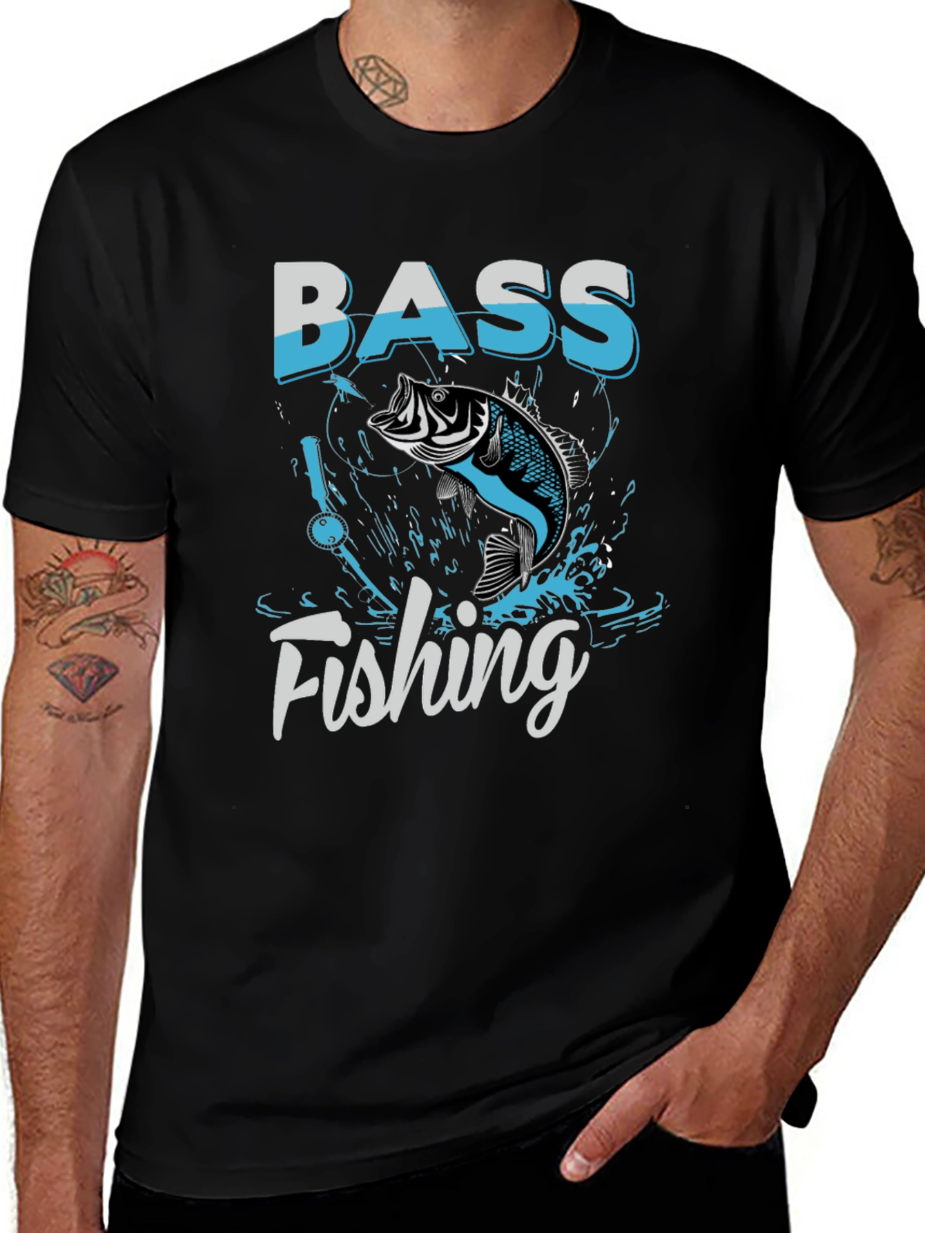 Variant 4 of Bass Fishing Graphic T-Shirt - Angler Tee