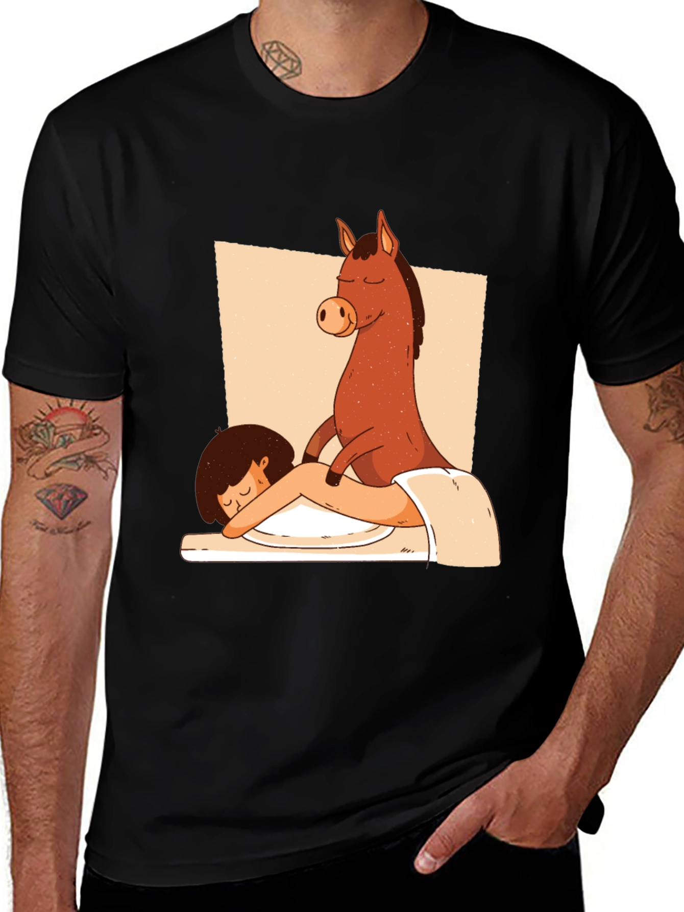 Variant 19 of Horse Massage T-Shirt - Relaxing Funny Graphic Tee