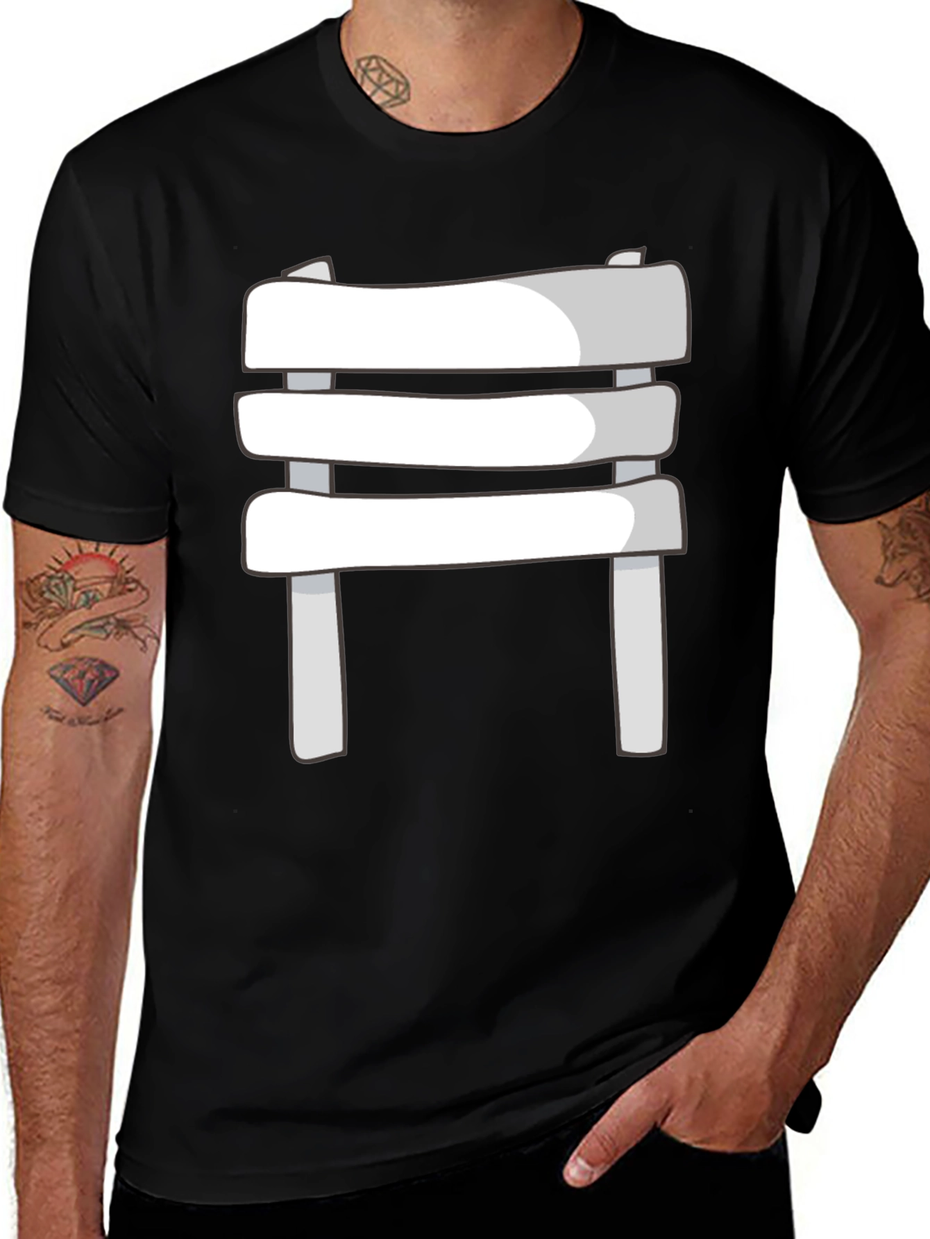 Variant 3 of Novelty 3D Chair Graphic Tee - Black