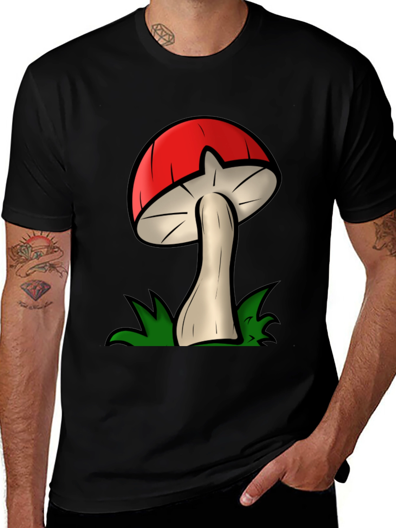 Mushroom Graphic Tee - Funky Cartoon Design