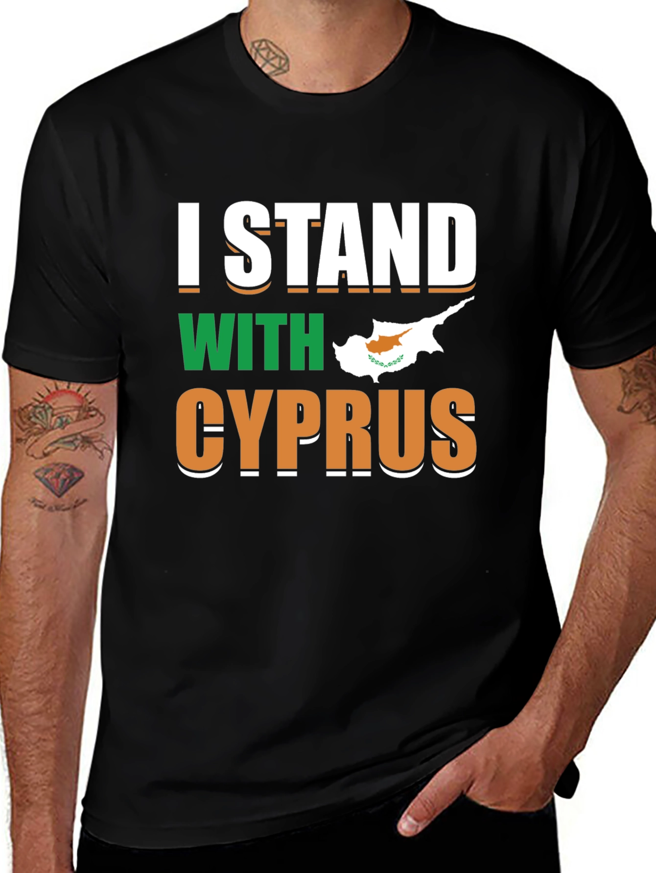 I Stand With Cyprus T-Shirt Black