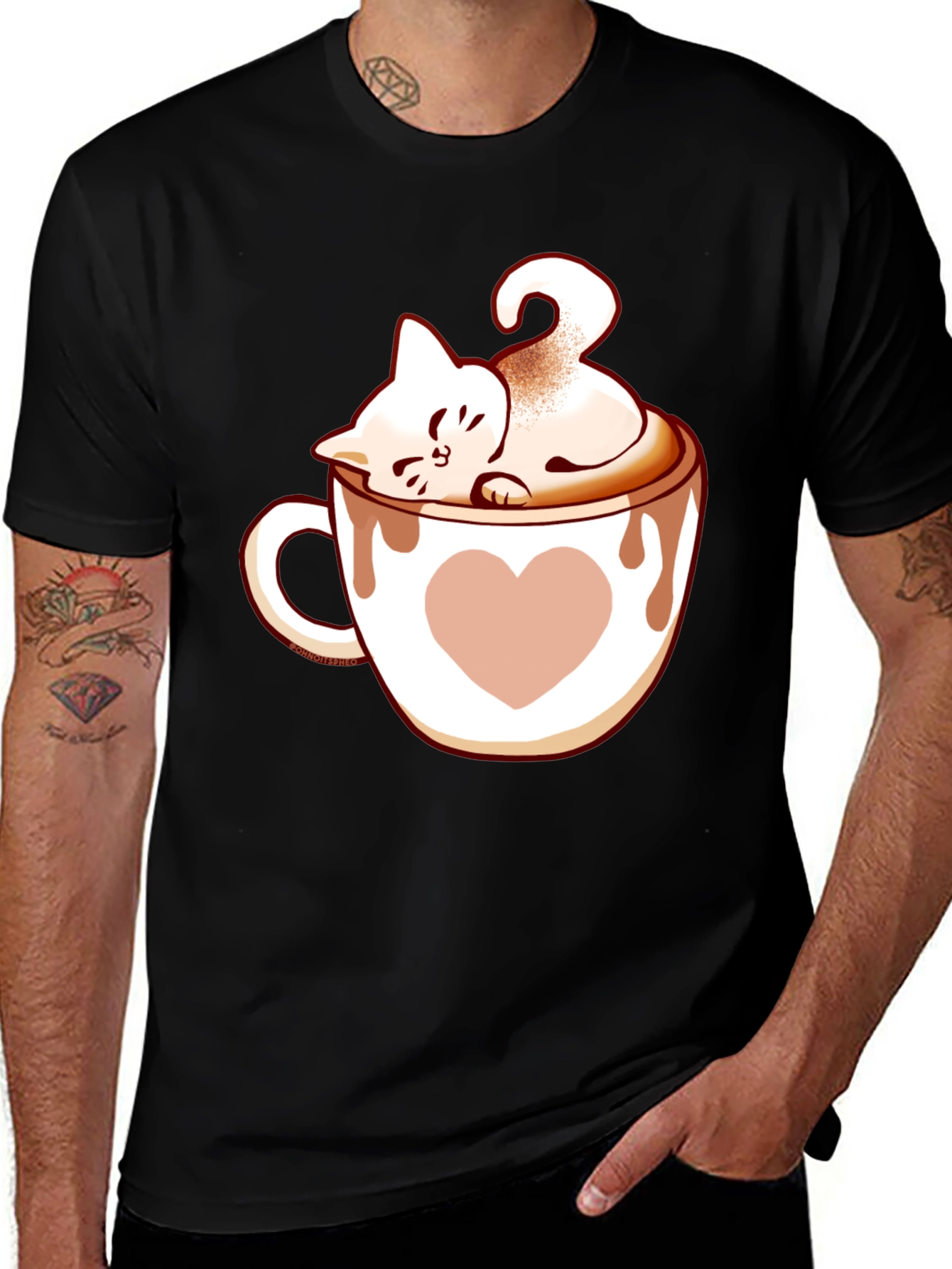 Variant 9 of Cute Cat in Coffee Cup Graphic Tee