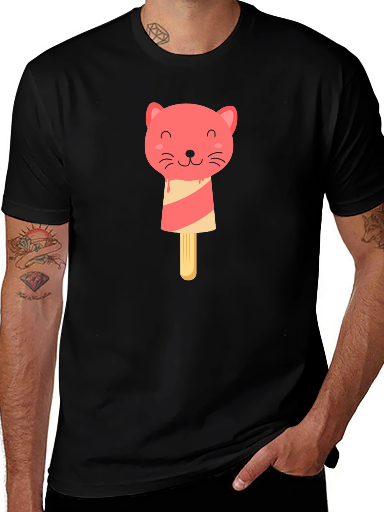 Variant 9 of Cat Popsicle T-Shirt - Black Graphic Tee
