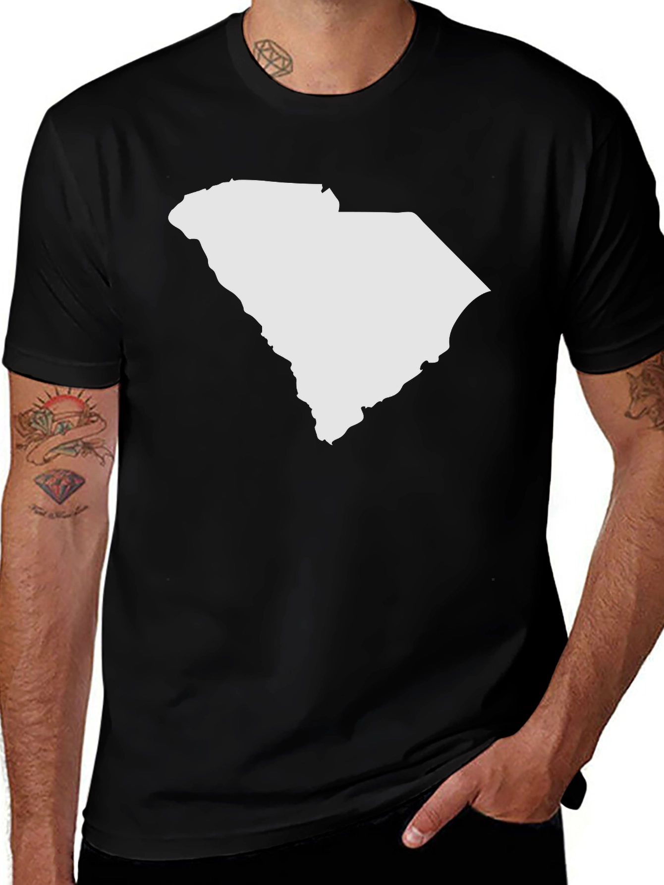 South Carolina State Outline Black T-Shirt