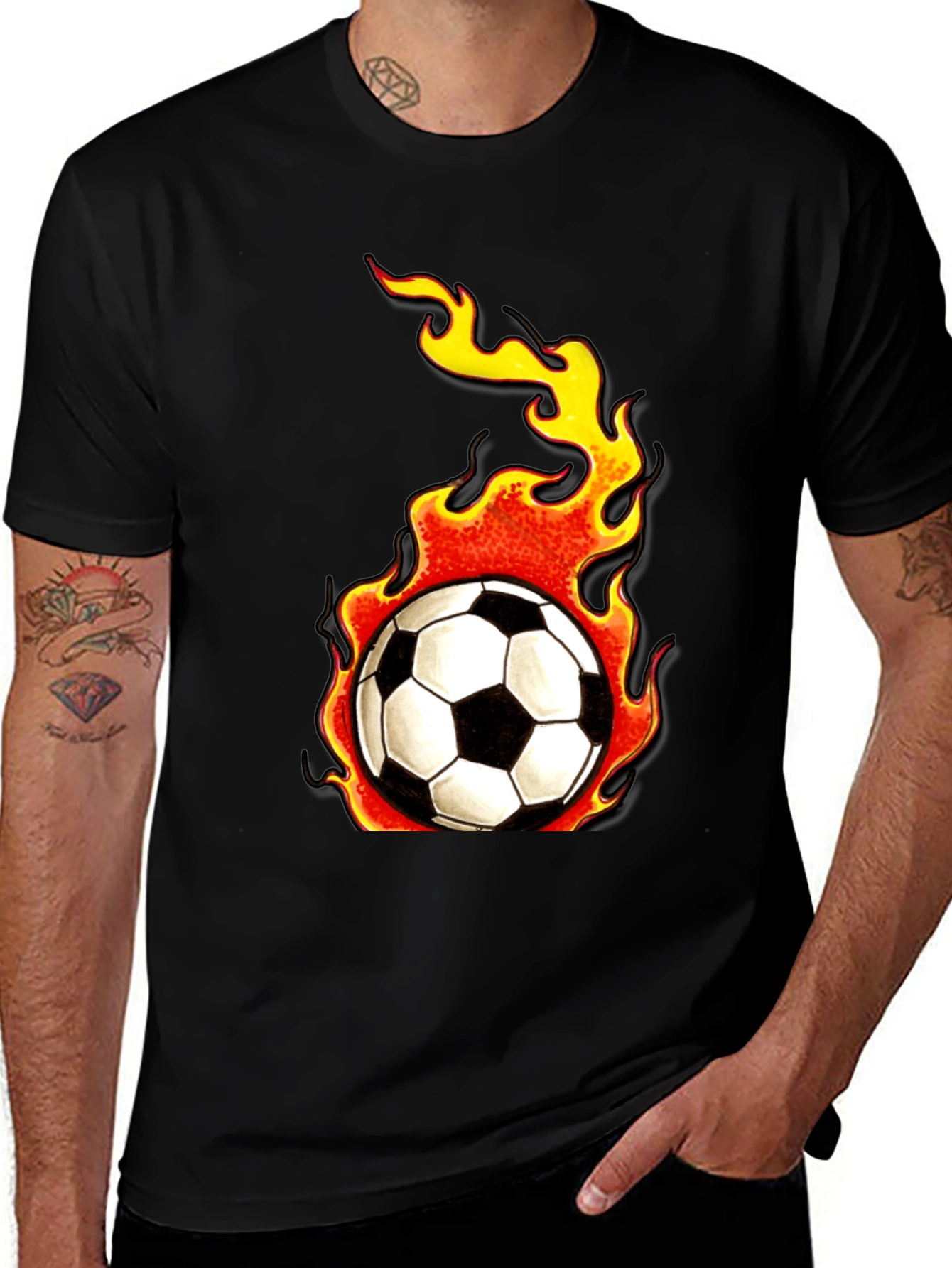 Variant 11 of Flaming Soccer Ball Graphic Tee