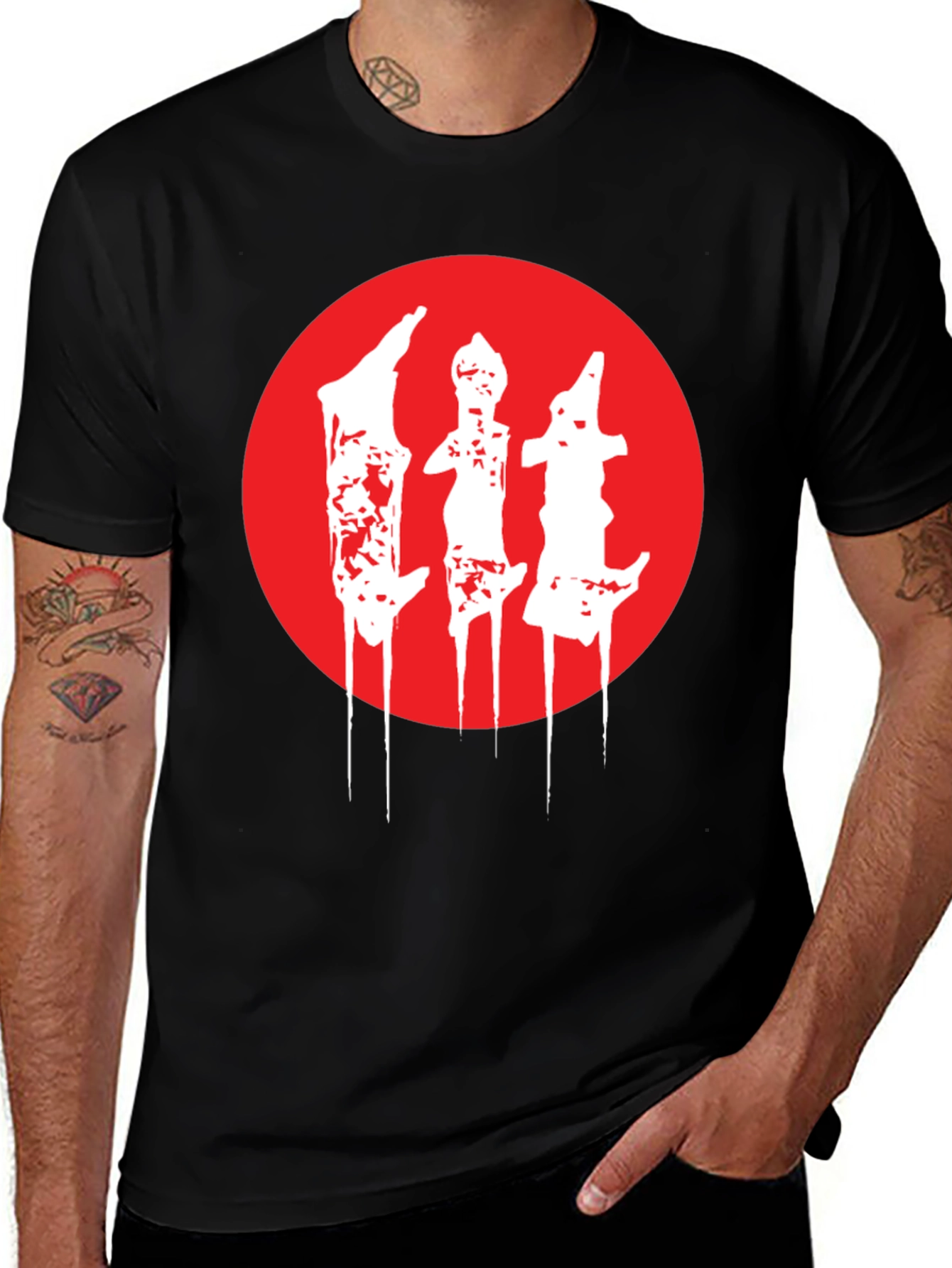 Variant 3 of Men's Black T-Shirt with Red Circle Graphic