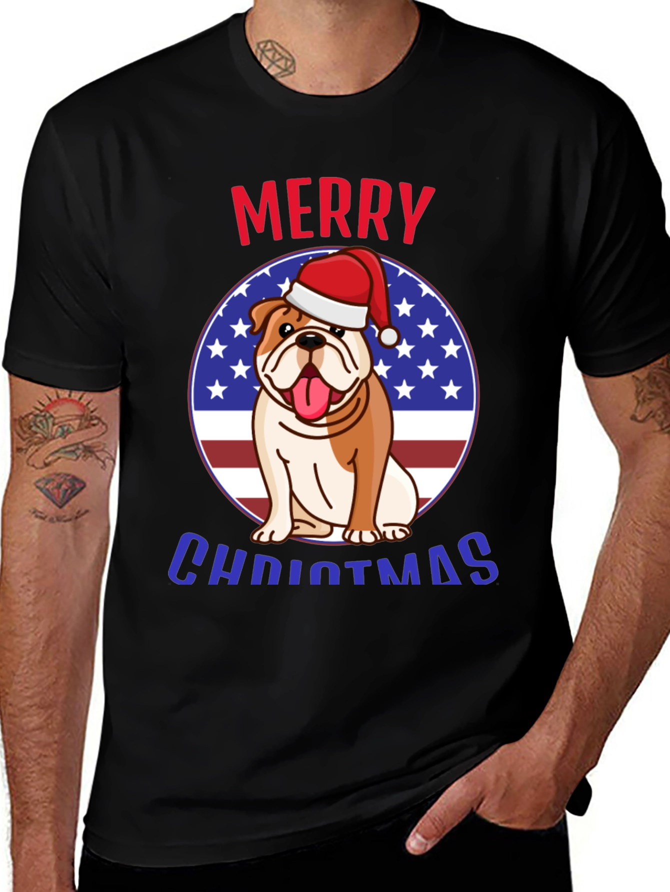 Merry Christmas Bulldog T-Shirt
