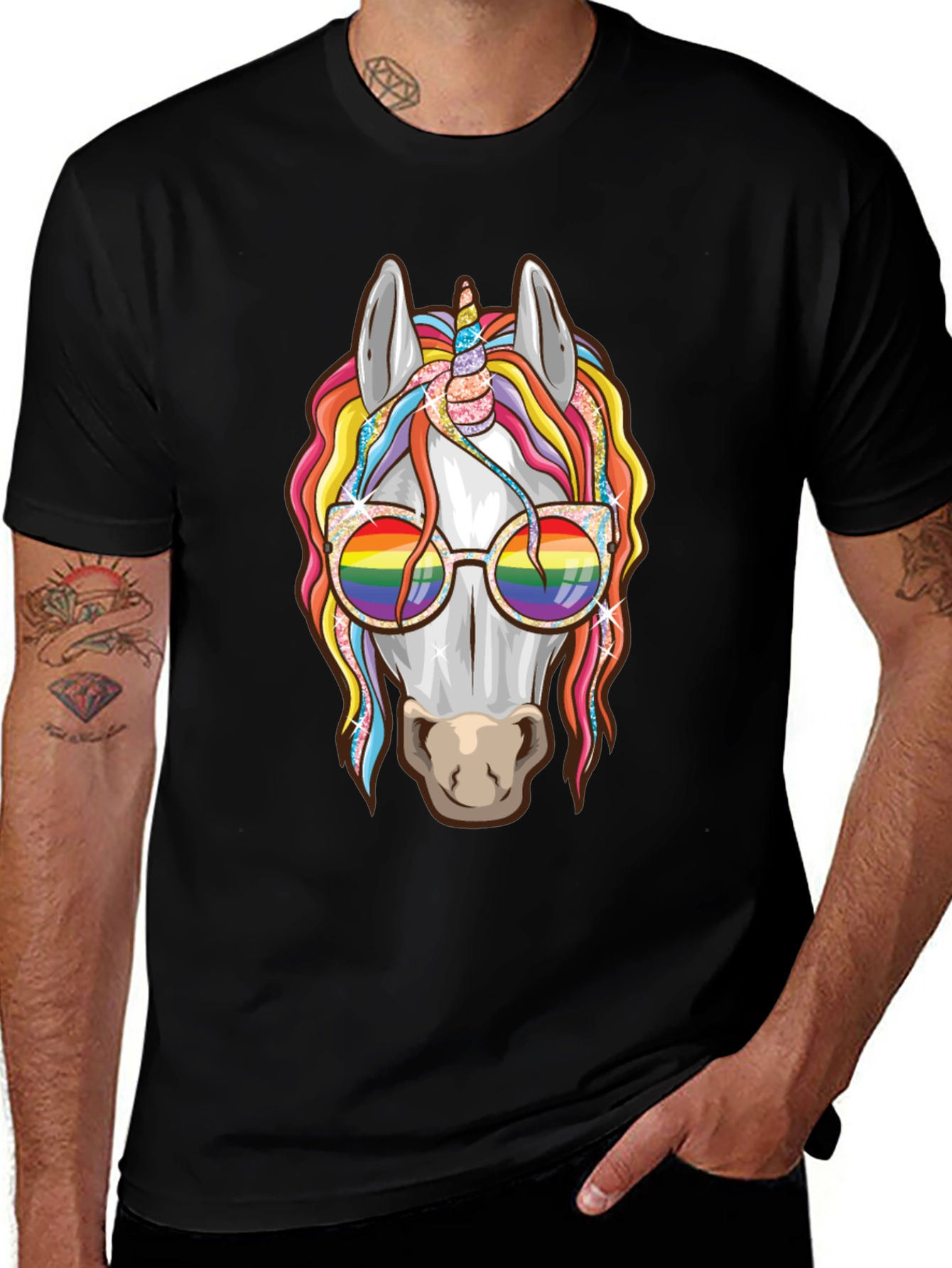 Variant 8 of Unicorn Rainbow Glasses Graphic Tee