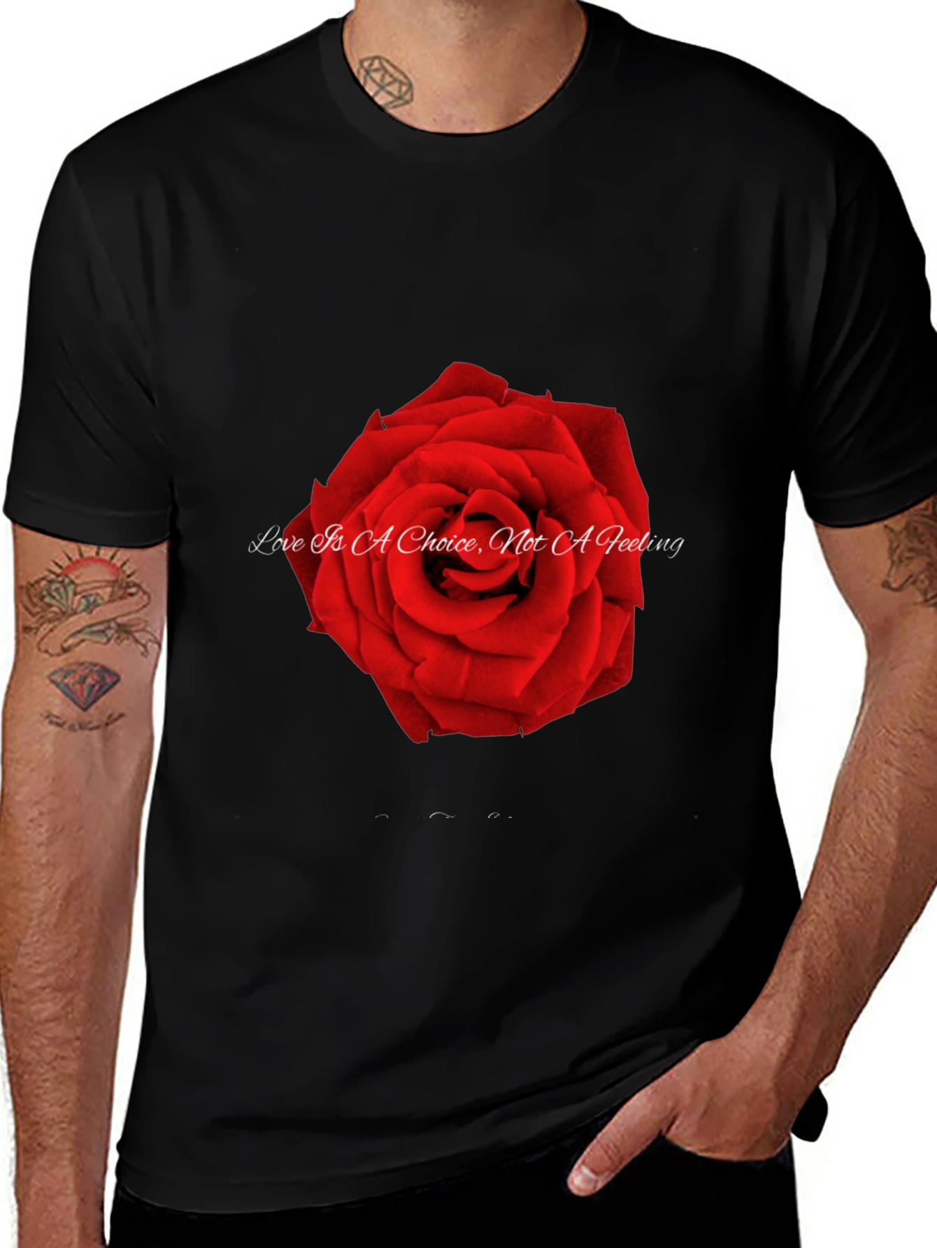 Variant 6 of Love is a Choice Rose Graphic Tee - Premium Black T-Shirt