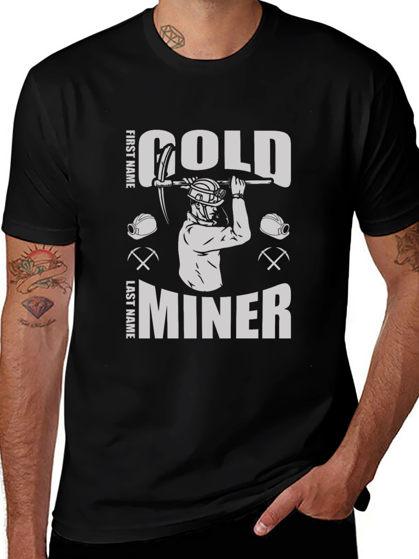 Variant 19 of Gold Miner Graphic Tee - Black Cotton Blend T-Shirt