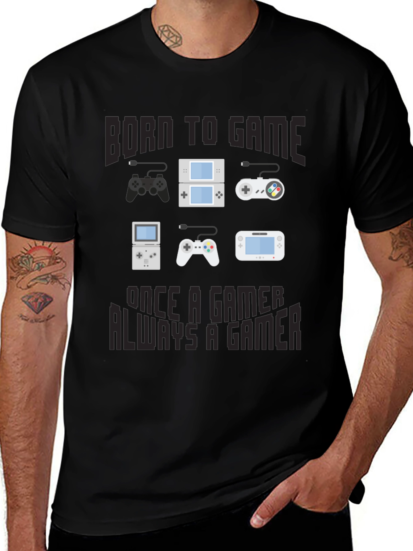 Variant 28 of Born to Game T-Shirt - Gamer Console Design