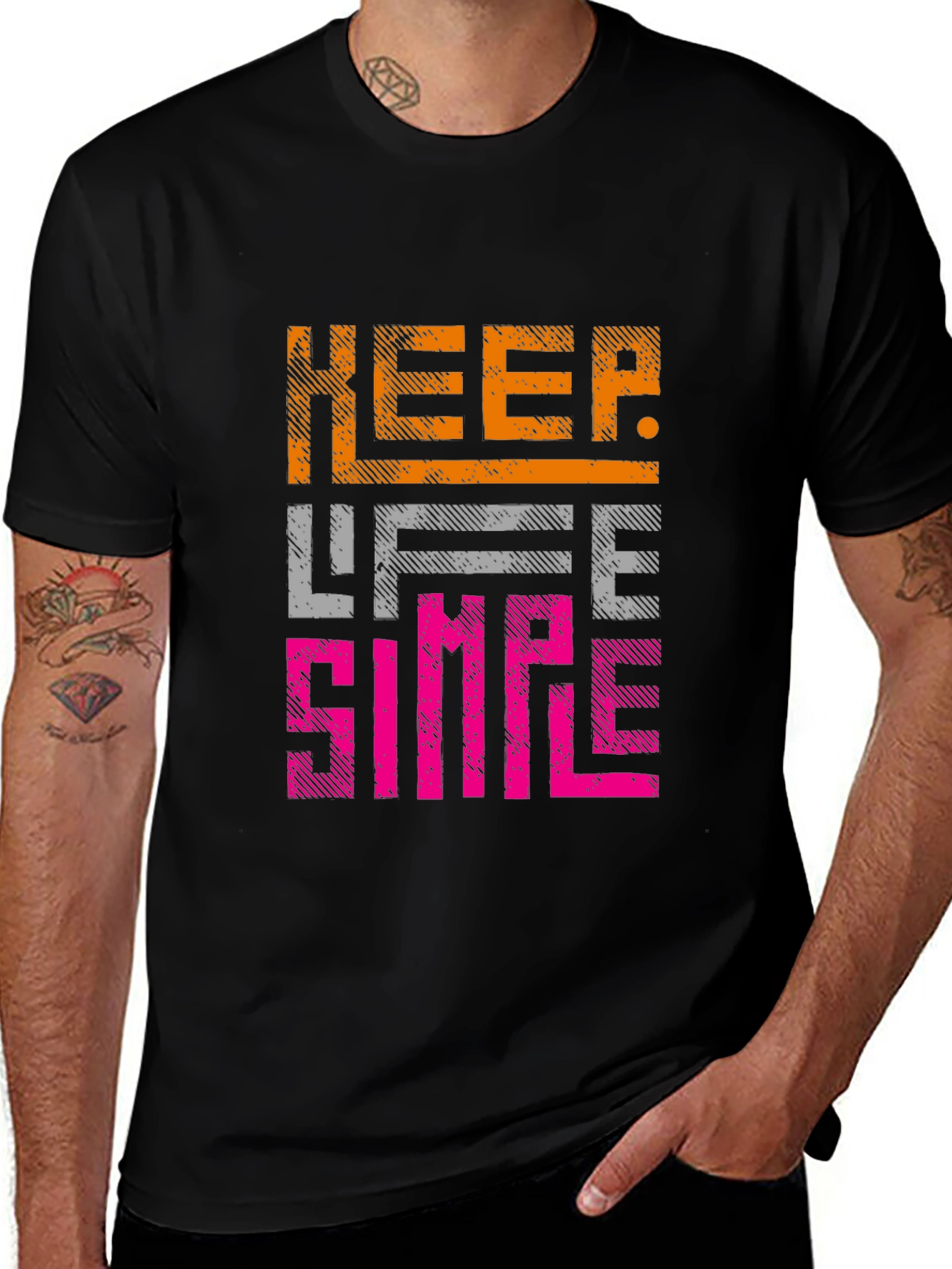 Variant 19 of Keep Life Simple Graphic Tee - Black Casual Shirt