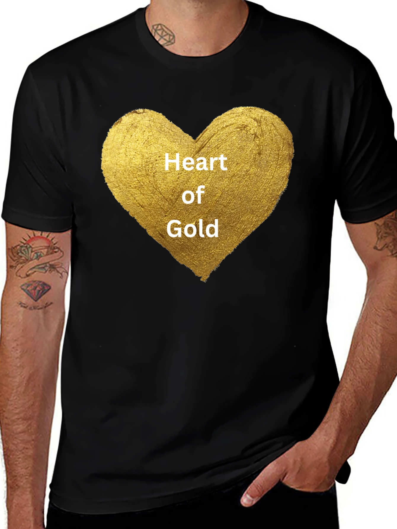 Variant 21 of Heart of Gold Graphic Tee - Black Cotton T-Shirt